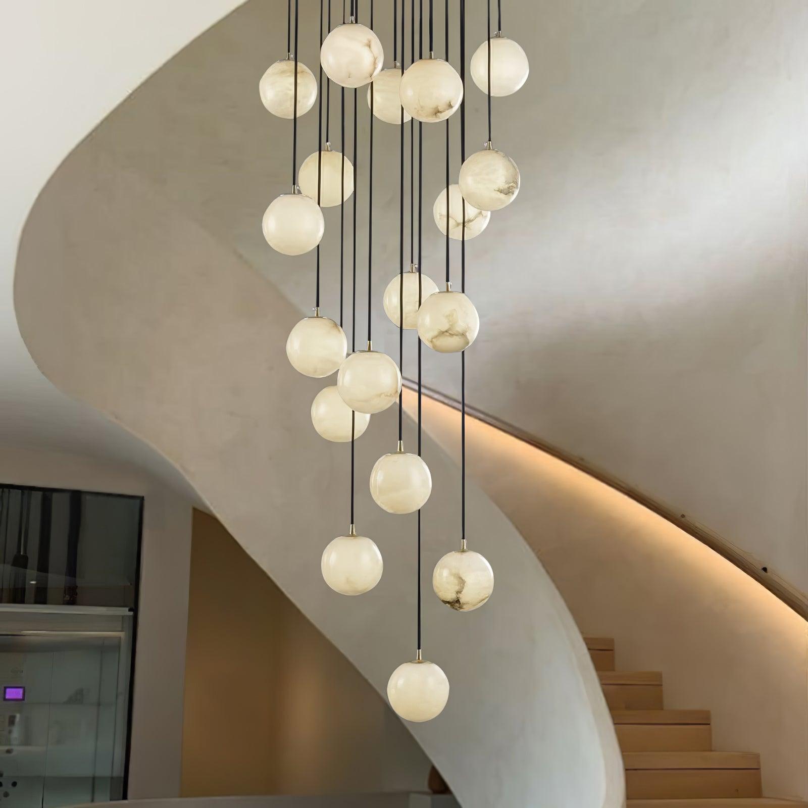 Elegant Alabaster Balls Cluster Chandelier - Modern Crystal Ceiling Light Fixture for Dining Room, Living Room & Bedroom Decor