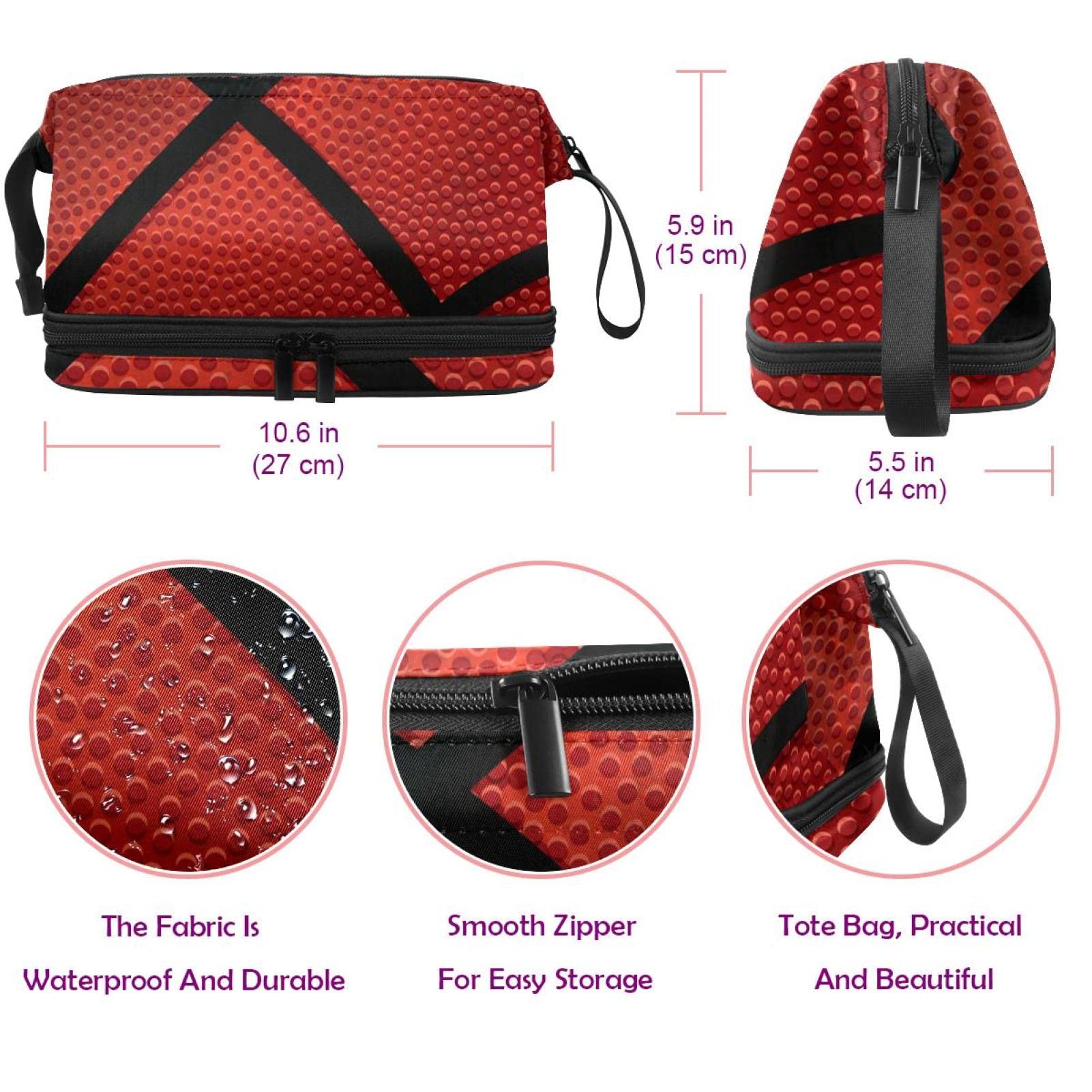 Waterproof Hanging Travel Toiletry Bag for Women & Men - Basketball Texture Cosmetic Organizer with Multiple Pockets | Perfect for Gym, Camping & Business Trips