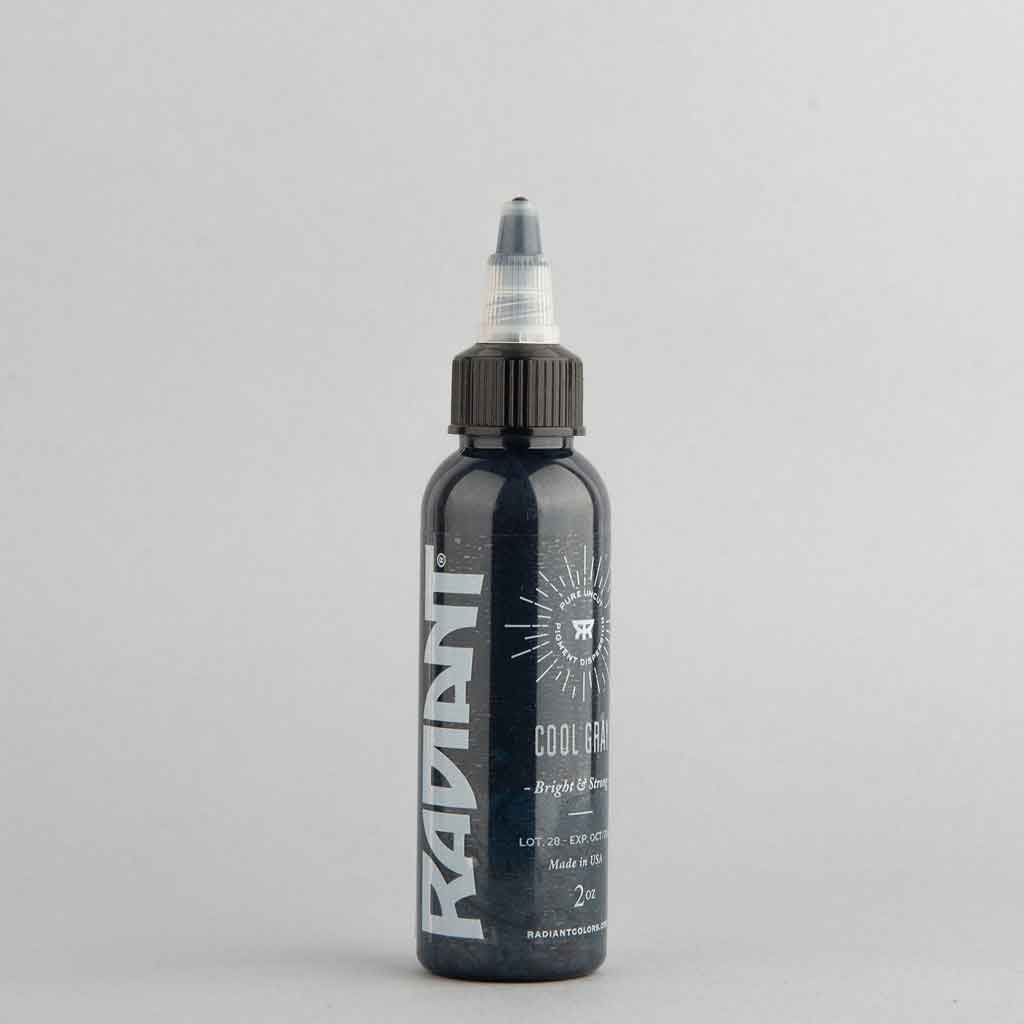 Cool Gray Radiant Tattoo Ink - 1 oz Bottle for Professional Tattoo Artists | High-Quality, Long-Lasting Pigment for Tattoo Art & Body Ink Designs