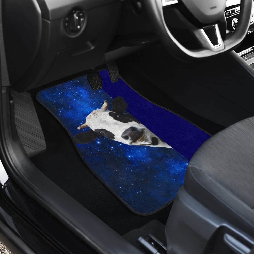 Premium Galaxy Print Cow Spirit Car Floor Mats - Non-Slip, Custom Fit, All-Weather Protection - Perfect Gift for Car Enthusiasts & Animal Lovers (Use for Sedans, SUVs, Trucks)