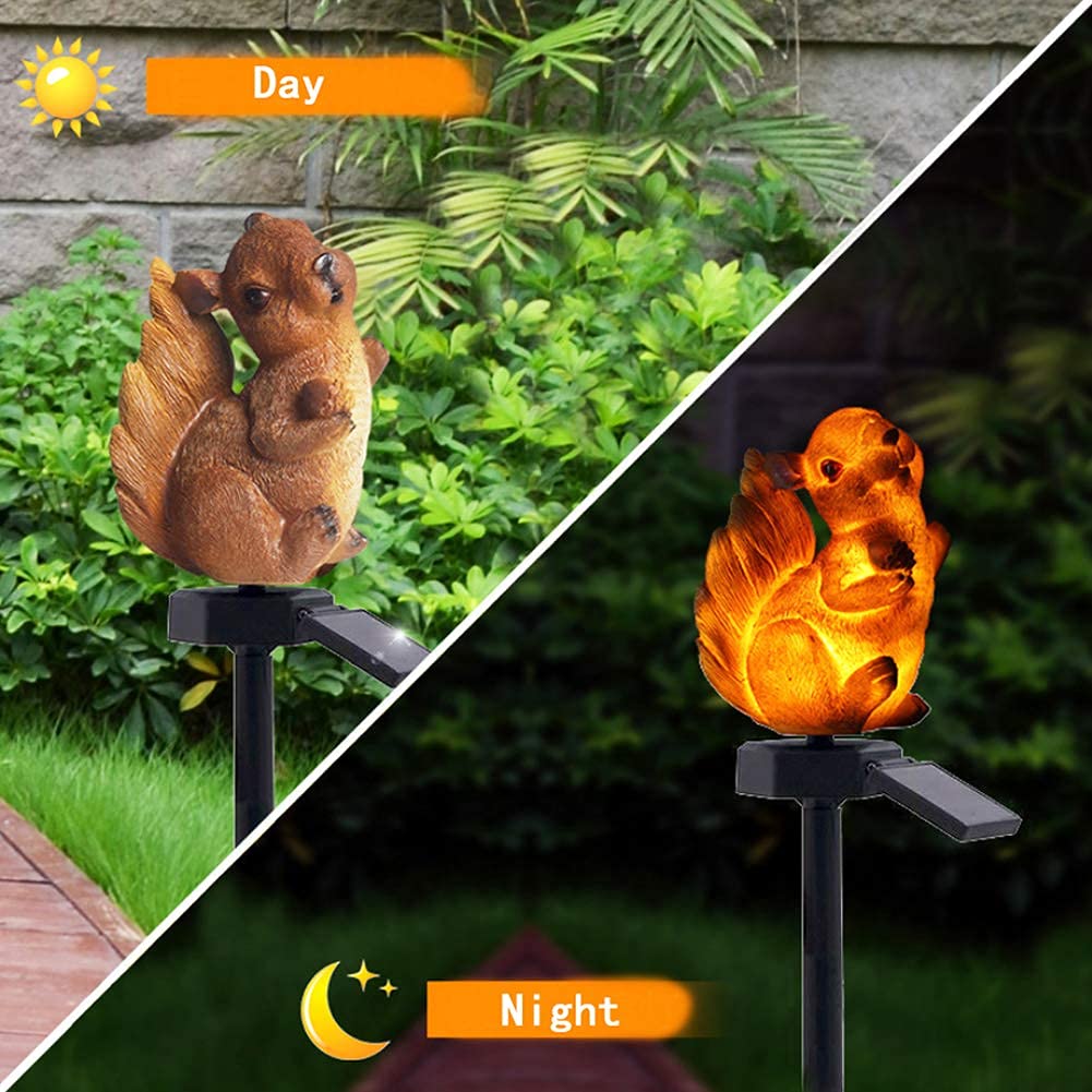 Solar Squirrel LED Yard Lights - Waterproof Outdoor Landscape Lighting for Garden, Lawn, Patio & Walkway | Warm White Solar-Powered Animal Decor | Perfect for Evening Ambiance & Pathway Illumination