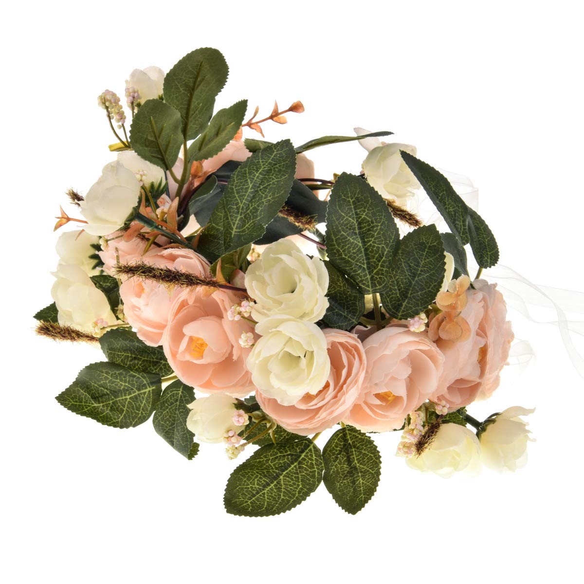 Elegant Champagne Rose Flower Headband - Floral Crown Garland Halo for Weddings, Bridal Showers, Boho Festivals & Photo Shoots