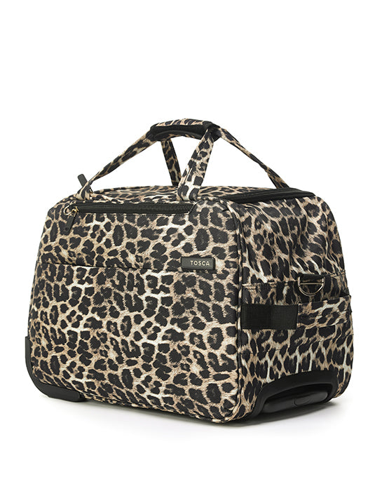 Tosca AIR5055 WB E SO LITE Onboard Wheel Bag - Leopard Print Carry-On Luggage for Air Travel, Lightweight & Durable Suitcase for Business Trips & Vacations