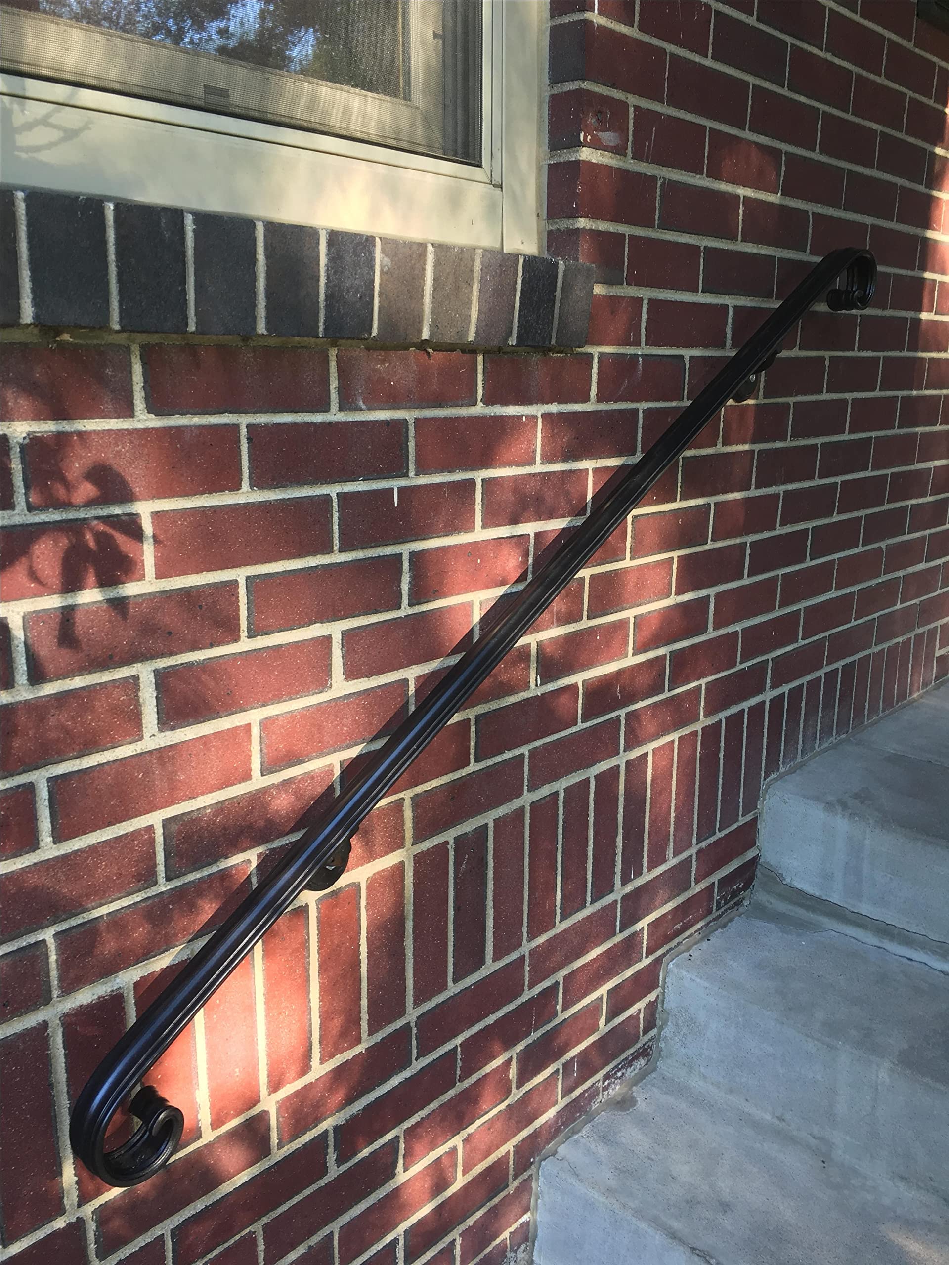 2' Scroll Wrought Iron Handrail with Adjustable Brackets - Elegant Staircase Railing for Indoor/Outdoor Home Safety & Decoration