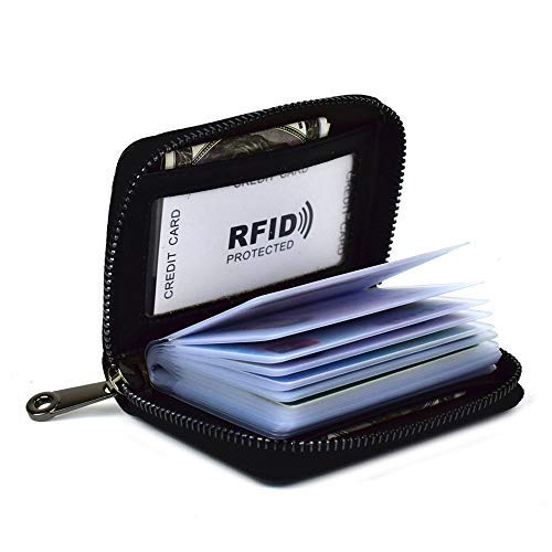 Lacheln RFID Blocking Slim Wallet for Women & Men - 20 Card Slots Credit Card Holder with Money Organizer - Small & Compact (Black) - Perfect for Travel, Business & Everyday Use