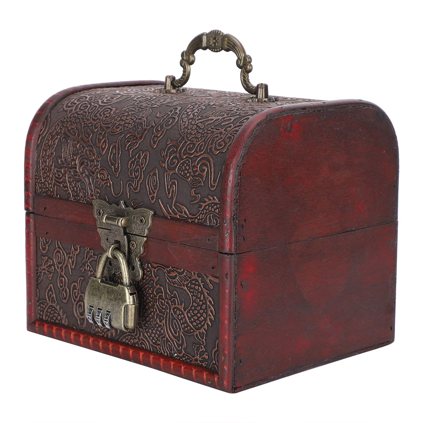 Vintage Wooden Jewelry Box with Lock - Retro Earring Necklace Organizer Case, Antique Storage Box for Jewelry, Photography Props - Perfect for Home Decor, Gift Giving & Travel Accessories Storage