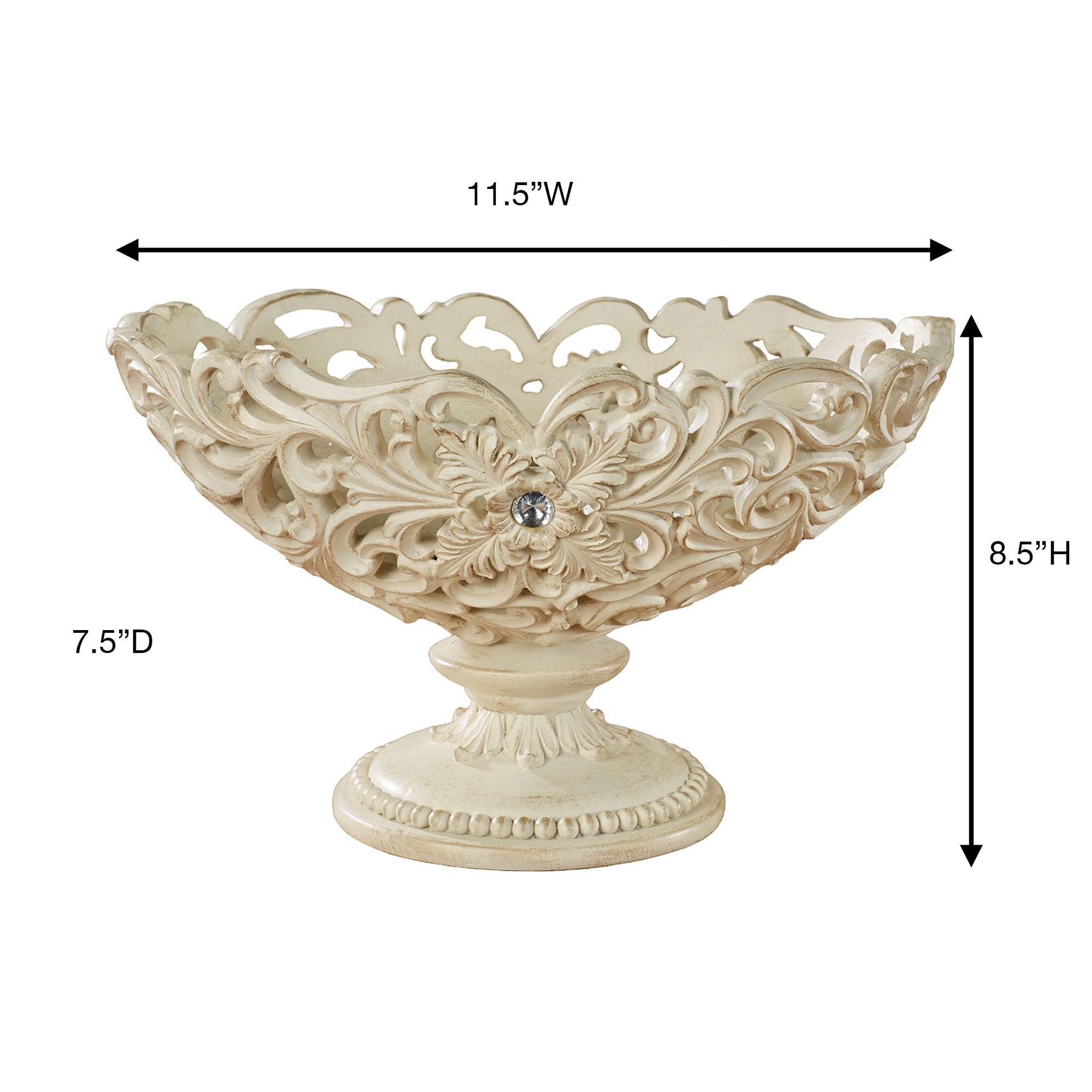Elegant Openwork Decorative Centerpiece Bowl in Ivory & Gold - Perfect for Wedding Decor, Table Centerpieces, and Home Décor