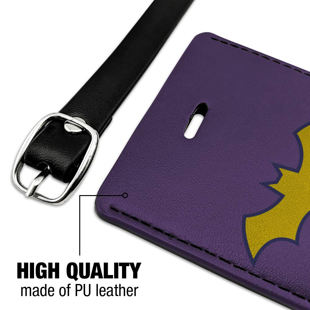 Batman & Batgirl Logo Rectangle Leather Luggage Tag - Durable Suitcase ID Tag for Travel Bags - Perfect for Carry-Ons, Backpacks & Suitcase Identification