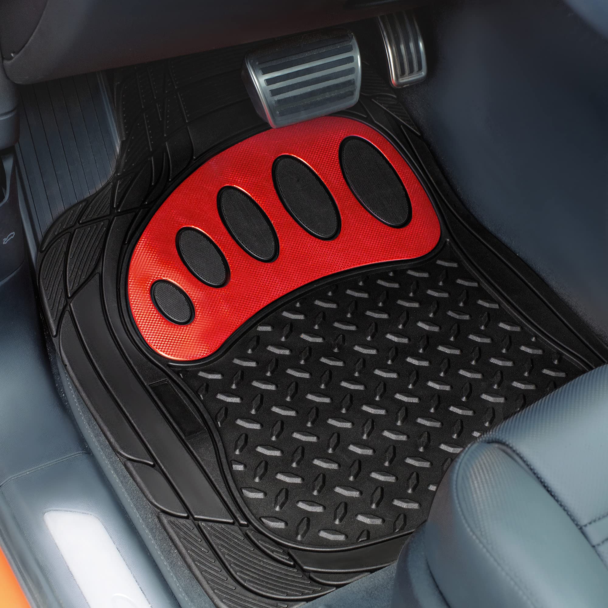 FH Group Heavy-Duty Rubber Car Floor Mats - Universal Fit for Sedans, SUVs & Trucks | All-Weather Protection | Trimmable Design | Perfect for Daily Commute, Road Trips & Off-Road Adventures