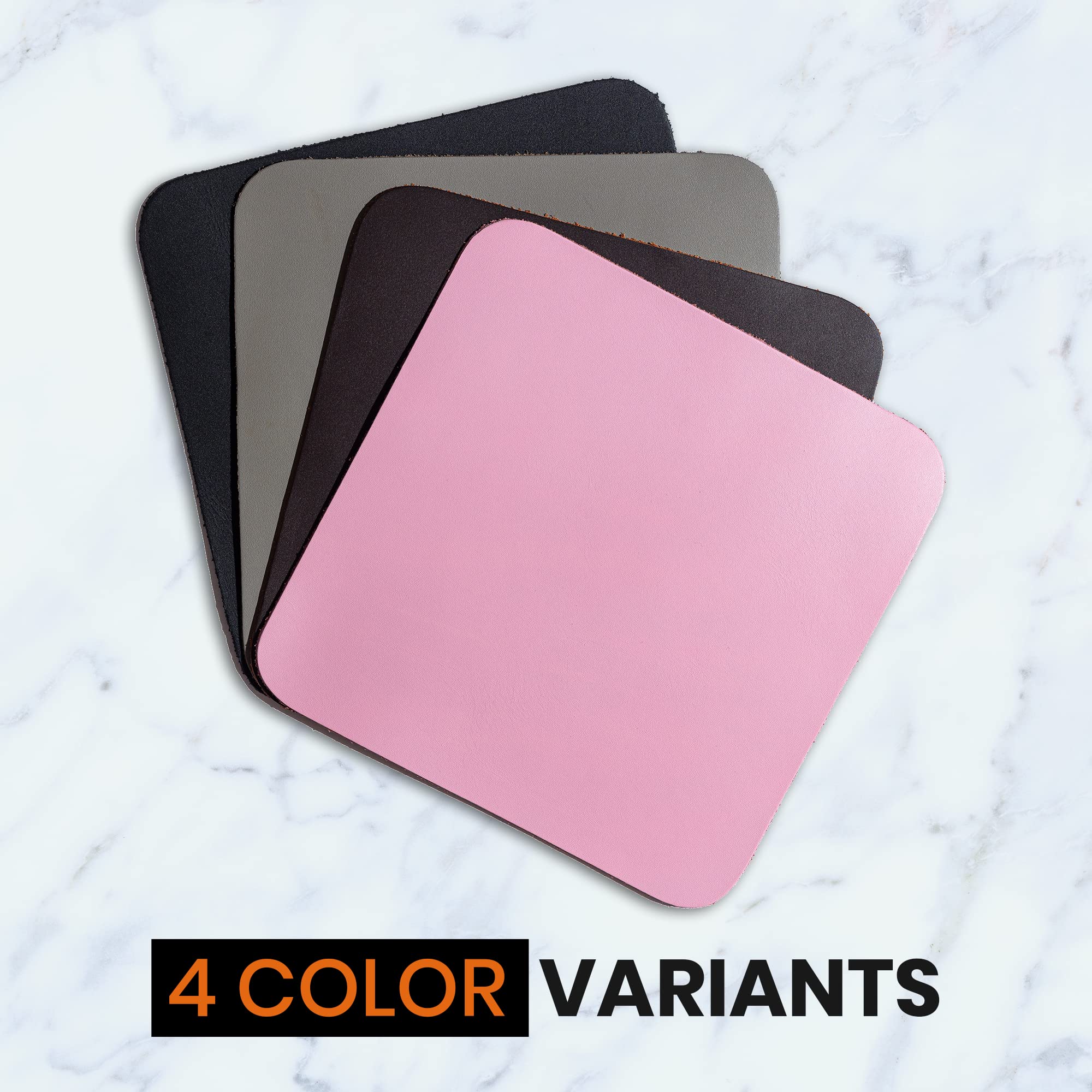 Premium Genuine Pink Leather Mouse Pad - 9x9 Inch, Soft & Durable for Wireless Mice - Office & Gaming Desk Accessory, Cute Gift for Women & Girls