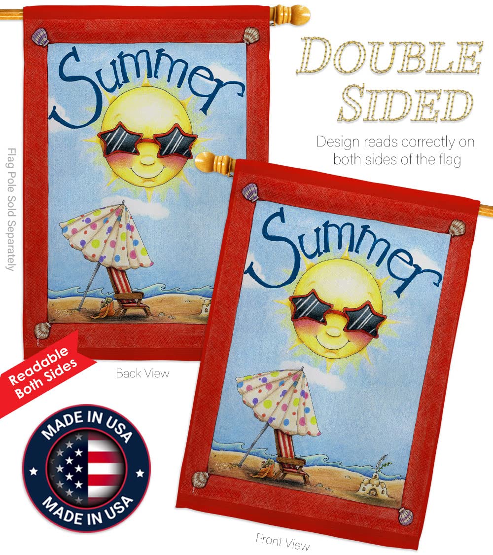 Summer Fun Vertical House Flag Set 28x40in w/Flagpole - Outdoor Decor