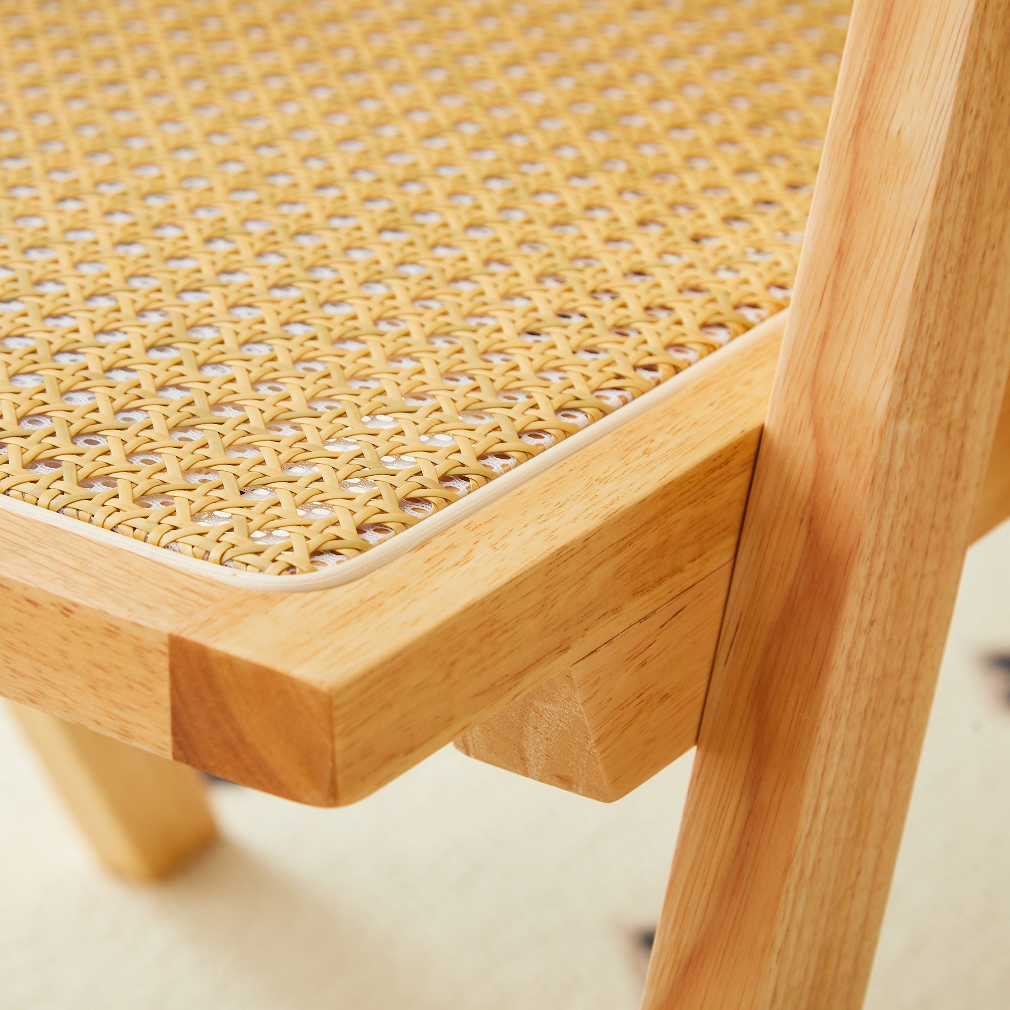 Solid Wood Dining Chairs with Armrests - Natural Rubber Wood & Rattan Woven Design for Kitchen, Dining Room, or Outdoor Patio