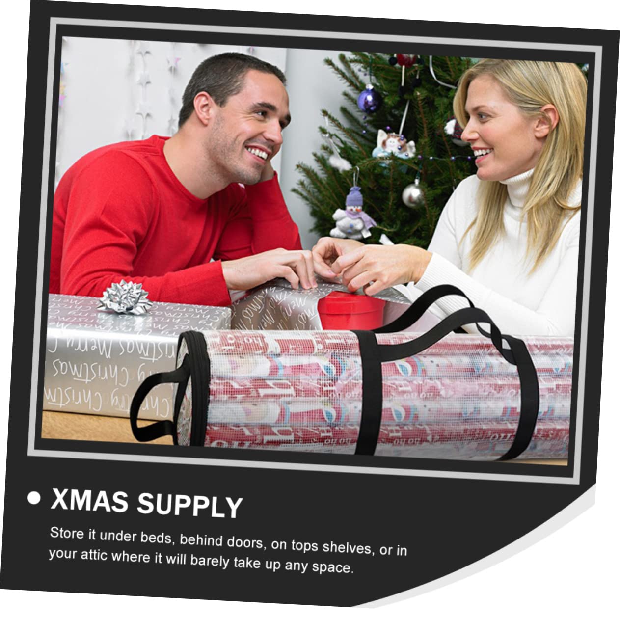 1pc Christmas Storage Bag - Cylindrical Wrapping Organizer Pouch for Holiday Gift Packing & Supplies | Perfect for Xmas Decorations, Present Wrapping & Seasonal Storage