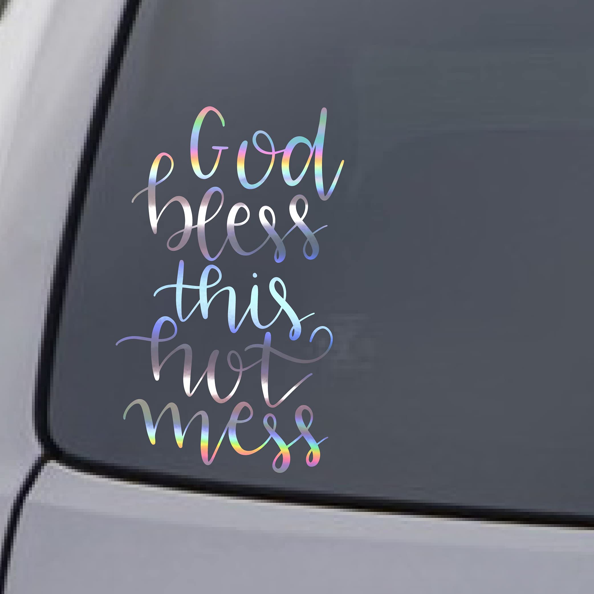 Funny Car & Laptop Stickers - God Bless This Hot Mess Vinyl Decal | Waterproof Quote Stickers for Vehicles, Laptops, Tumblers & More | Perfect for Gifts, Office Humor & Personalizing Your Belongings