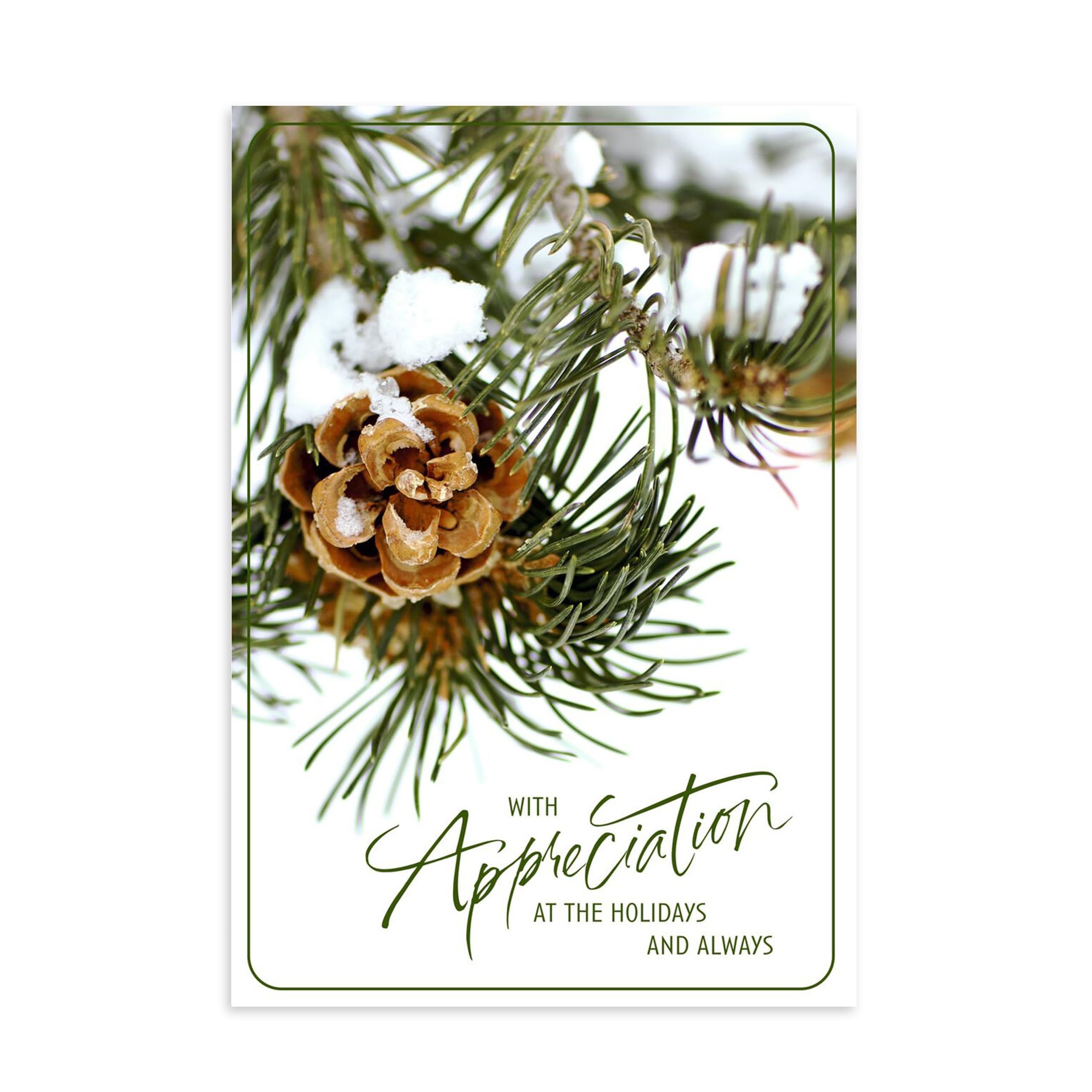 Hallmark Business Bulk 100 Pack Holiday Greeting Cards for Clients & Customers - Winter Pinecone Appreciation Thank You Cards (5
