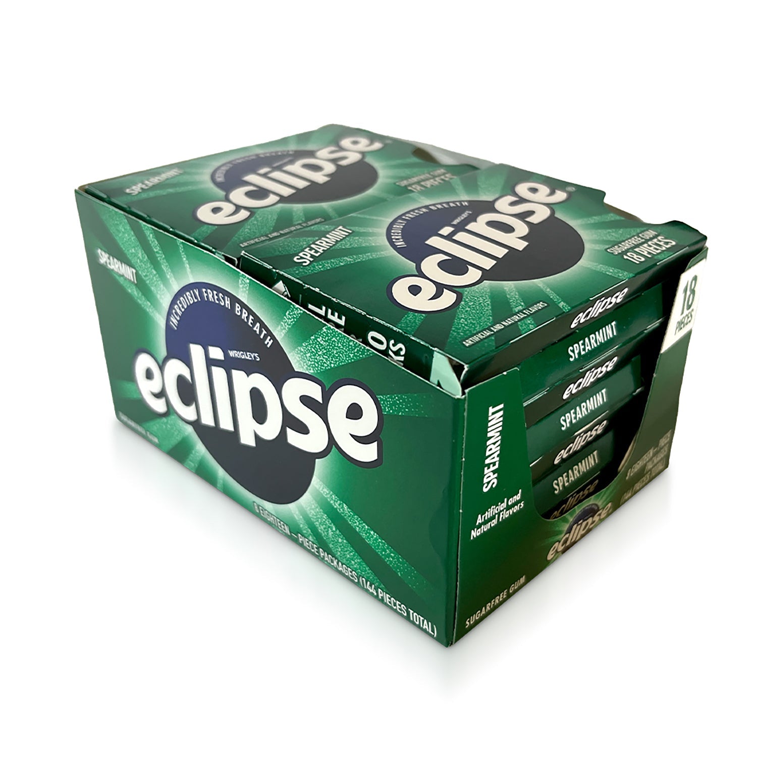 Eclipse Sugar Free Spearmint Chewing Gum - 8 Count Box - Fresh Breath for Work, Gym & Travel