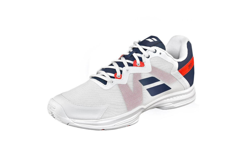 Babolat SFX3 All Court Men's Tennis Shoes - White/Blue | Lightweight & Durable for Indoor/Outdoor Play