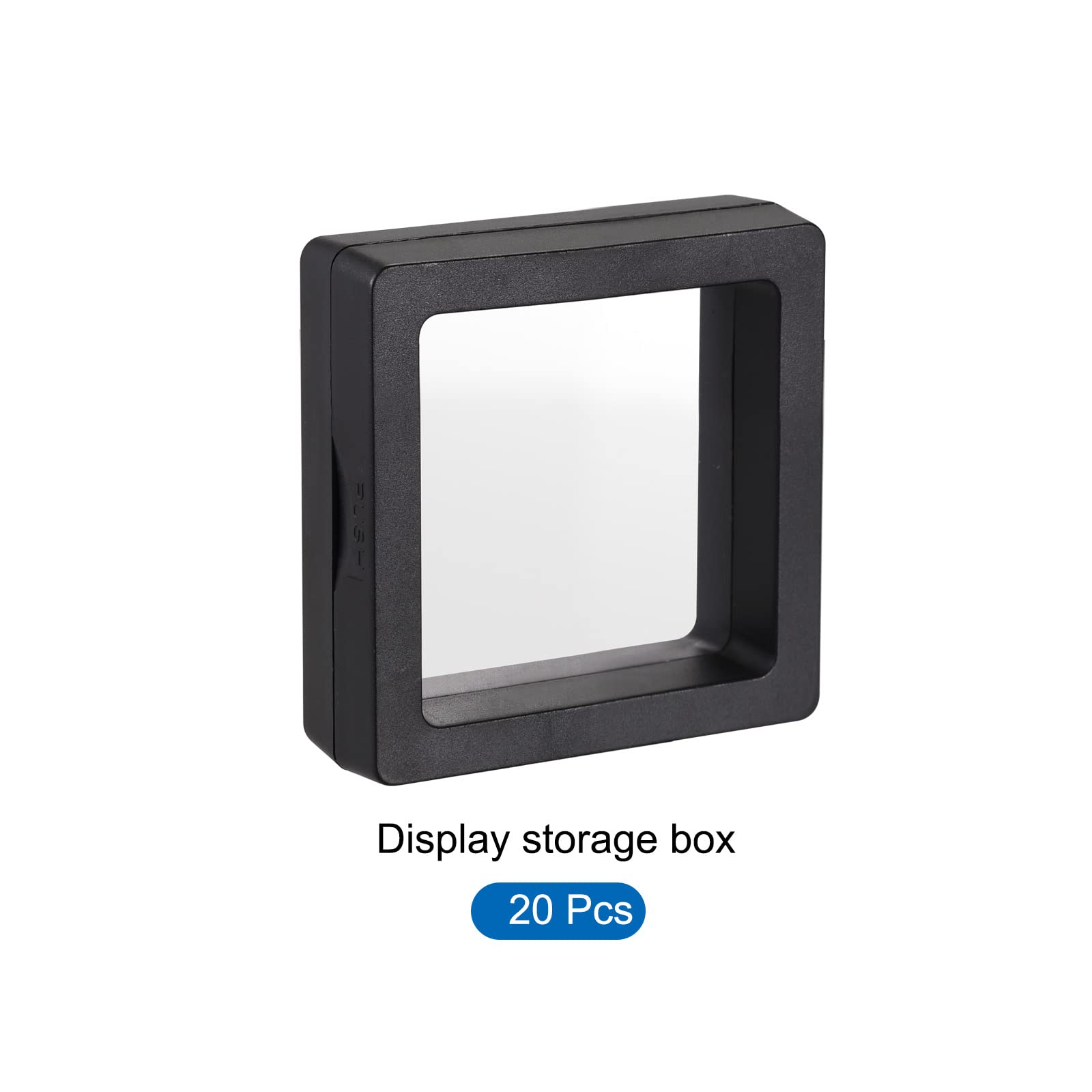 3D Floating Frame Jewelry Display Stand - 1.97 x 1.97 x 0.79 Inch Black Acrylic Holder for Rings, Necklaces, Bracelets & Earrings (Pack of 20) - Perfect for Retail Stores, Boutiques & Wedding Ring Displays
