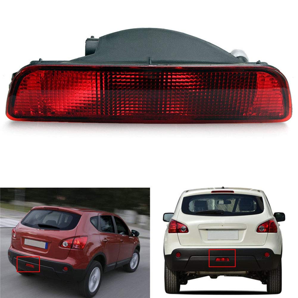 IIWOJ Red Rear Tail Bumper Reflector with Fog & Reverse Brake Light - Compatible with Nissan Qashqai 2007-2013 Models - Enhanced Safety for Night Driving & Parking