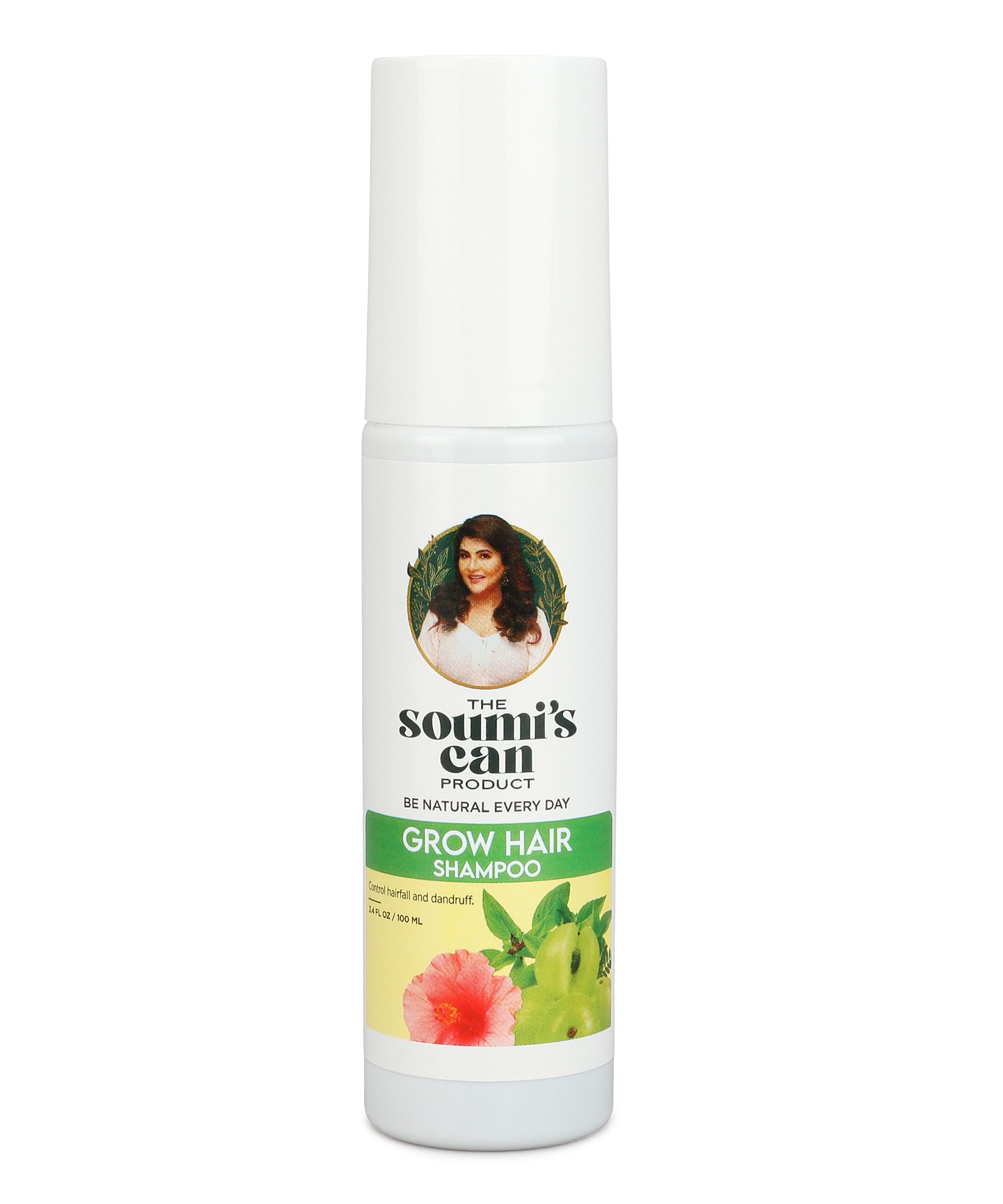 SOUMI'S CAN Grow Hair Shampoo with Tulsi, Amla & Hibiscus - Anti Hair Fall & Dandruff Control Shampoo - Volumizing & Nourishing Herbal Formula for Women & Men - 100ml (Pack of 2) - Perfect for Daily Hair Care & Scalp Health