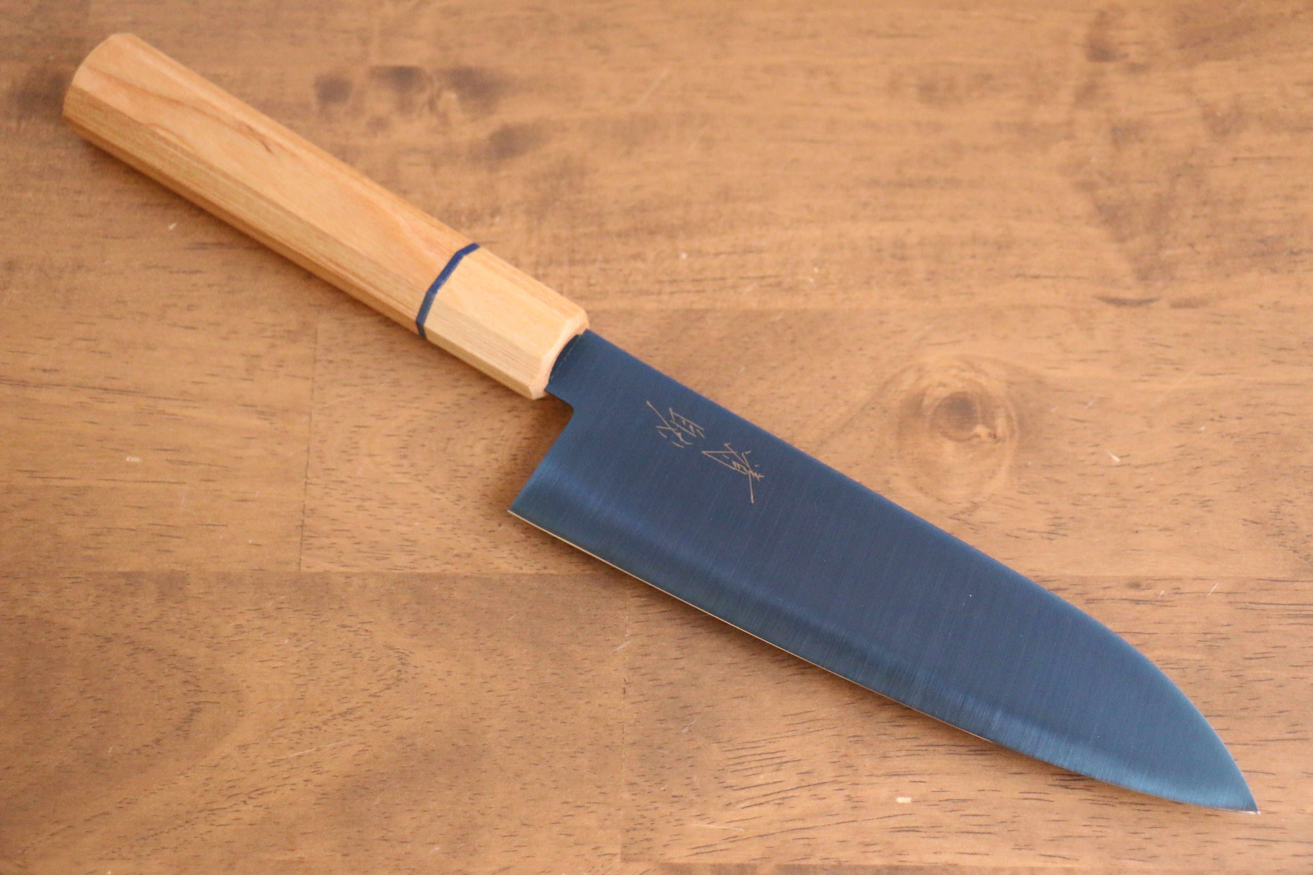 Premium Seisuke SK 85 Santoku Knife 180mm - Japanese Stainless Steel Blade with Ion Plating & White Wood Handle - Perfect for Slicing, Dicing, and Chopping Vegetables, Meat, and Fish