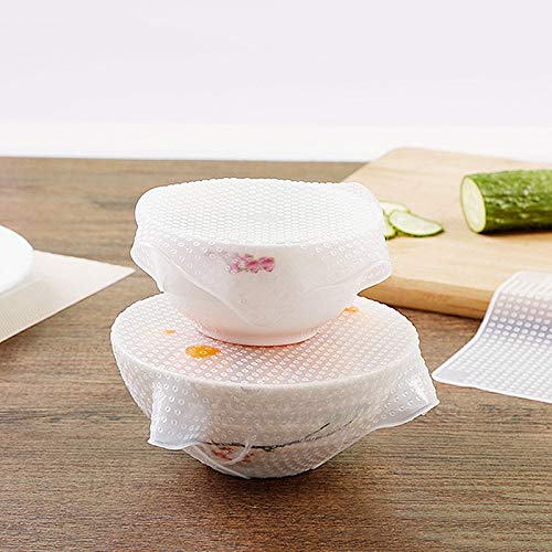 Umitive 4-Pack Silicone Stretch Lids - Reusable Food Storage Covers for Bowls | Vacuum Seal Fresh Keeping Wrap | Expandable Rectangular & Round Silicone Lids for Kitchen | Perfect for Meal Prep, Leftovers & Refrigerator Storage