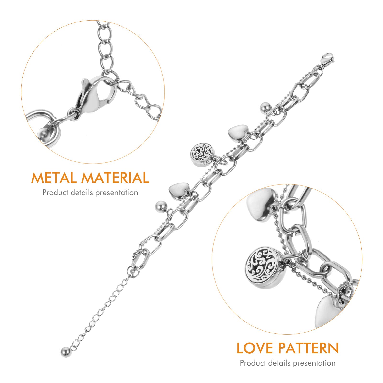 Aromatherapy Bracelet Set - Hollow Heart Pendant Wristband for Women, Stylish Hip Hop Fashion Jewelry Gift for Daily Wear, Yoga, Meditation & Relaxation