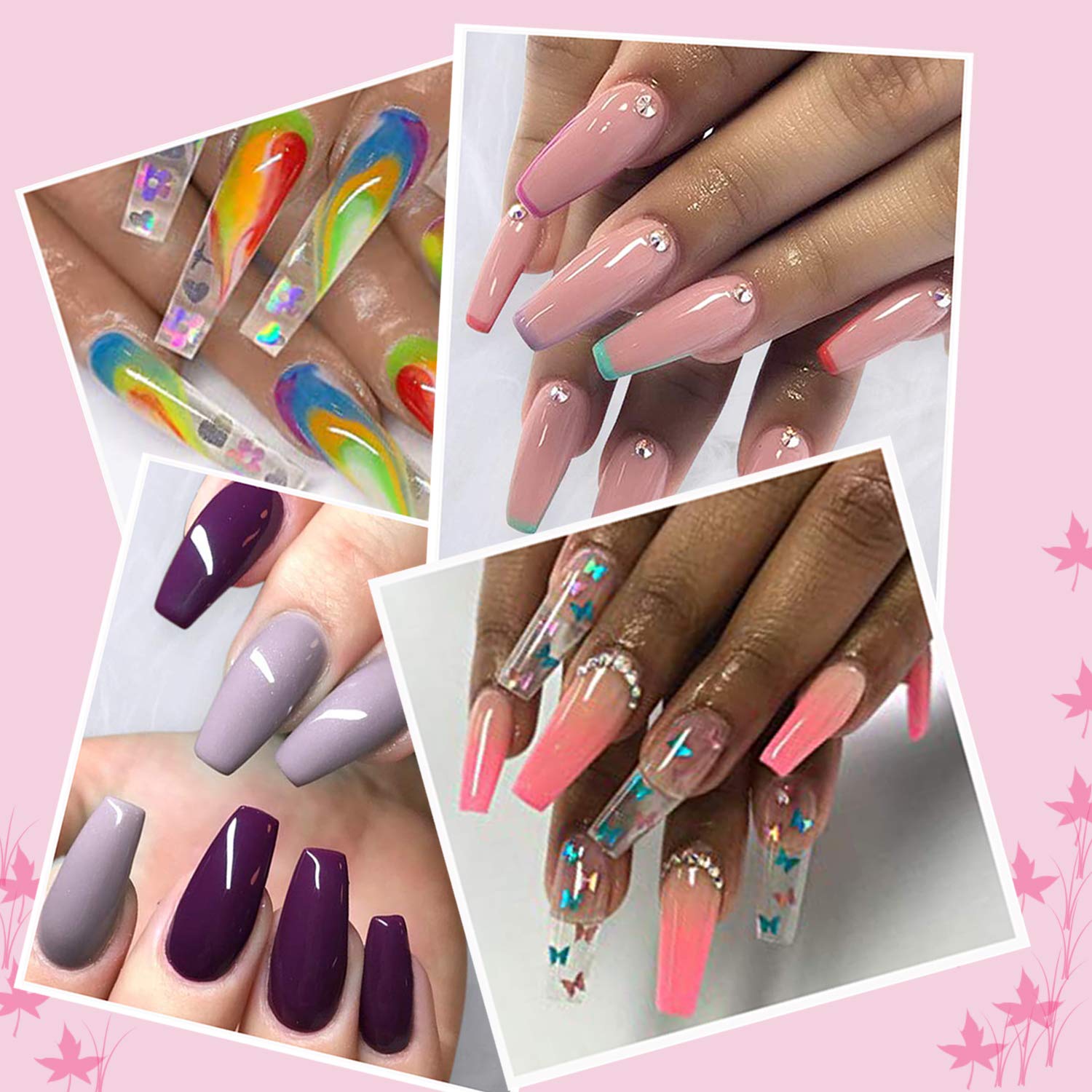 200Pcs Long Acrylic Nail Forms - Thick Nail Art Extension Tips with Numbered Markings | Durable Paper Nail Stickers for Gel & Acrylic Nails | Perfect for Salon Professionals & DIY Manicures at Home