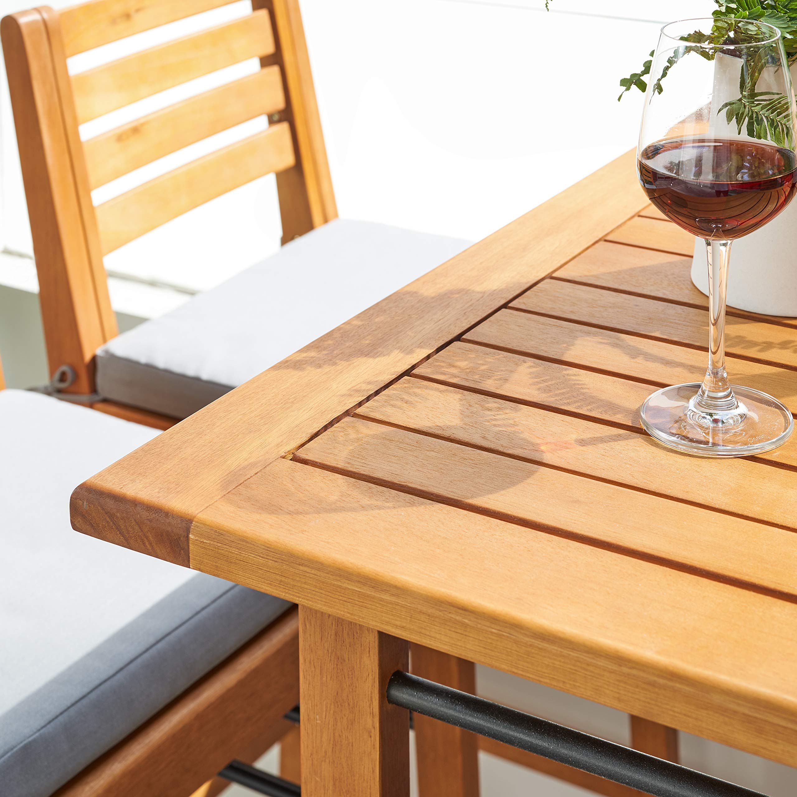 VIFAH Gloucester Contemporary Patio Bar Table - 36 Inch Outdoor Counter Height Table in Golden Oak Wood Color for Backyard, Deck, and Poolside Dining
