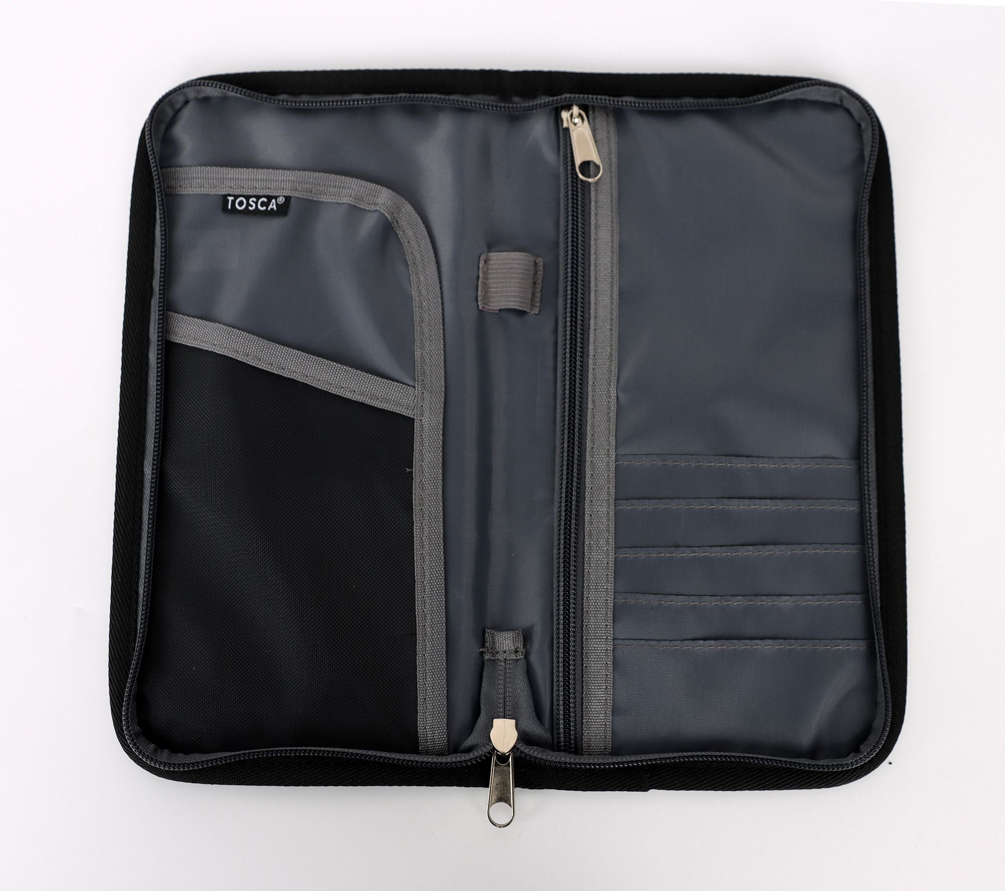 Tosca TCA010 RFID Blocking Travel Wallet - Secure Document Organizer for Passport, Credit Cards & Cash - Perfect for Business Trips & Vacations - Black