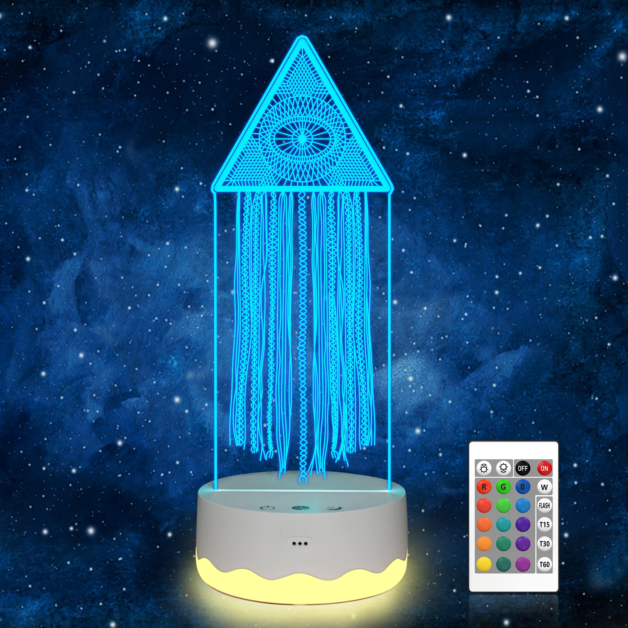 3D Illusion LED Evil Eye Dream Catcher Night Light with Remote - 16 Color Changing Lights for Nursery, Kids Room & Bedroom Decor - Perfect Gift for Baby, Boys, Girls, Women & Adults | Creates Soothing Ambiance for Sleep, Relaxation & Meditation