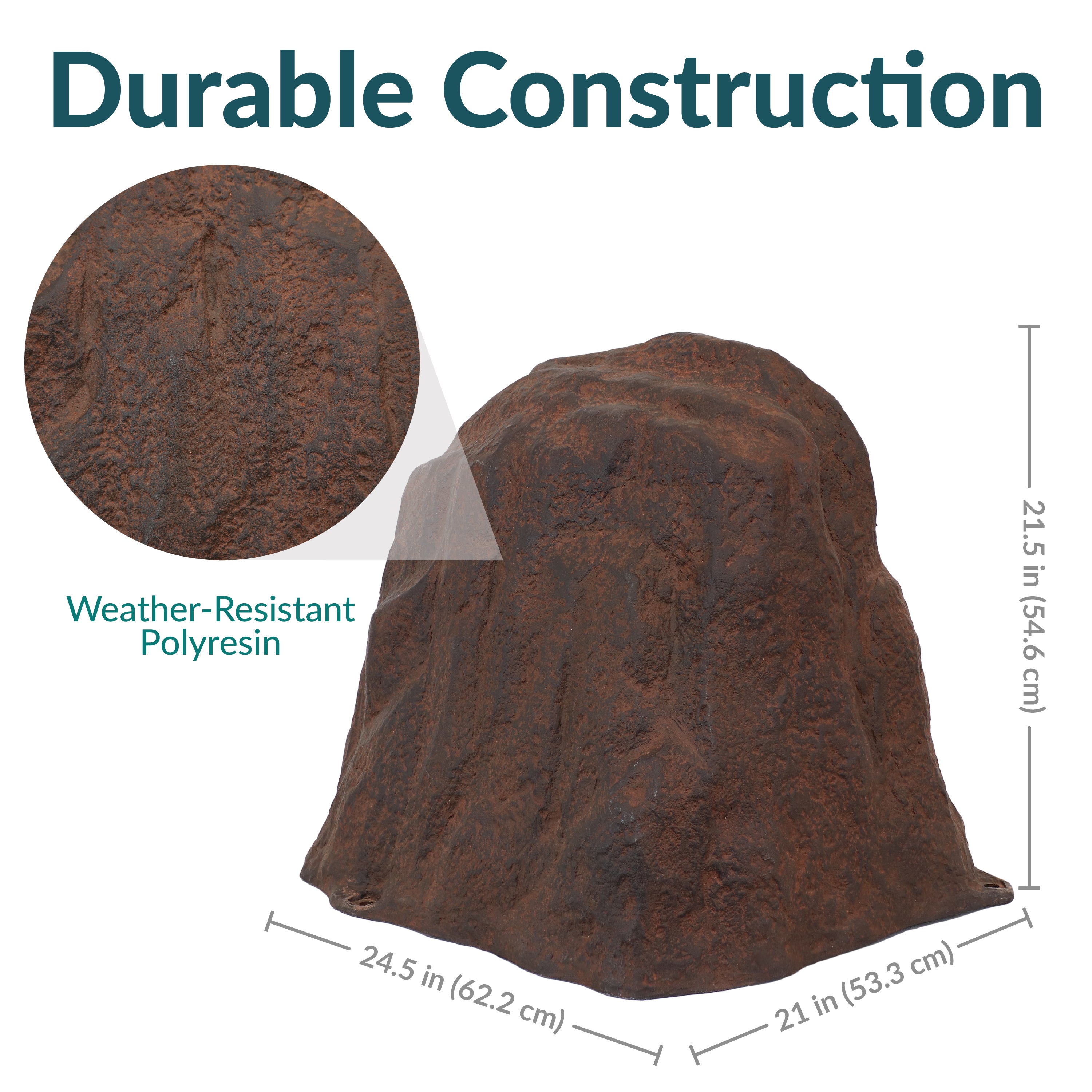Sunnydaze Polyresin Landscape Rock Cover with Stakes - Decorative Yard Rock Cover for Outdoor Garden, Lawn, and Patio - Weatherproof and UV Resistant - Perfect for Hiding Utility Boxes, Cables, and Unsightly Areas