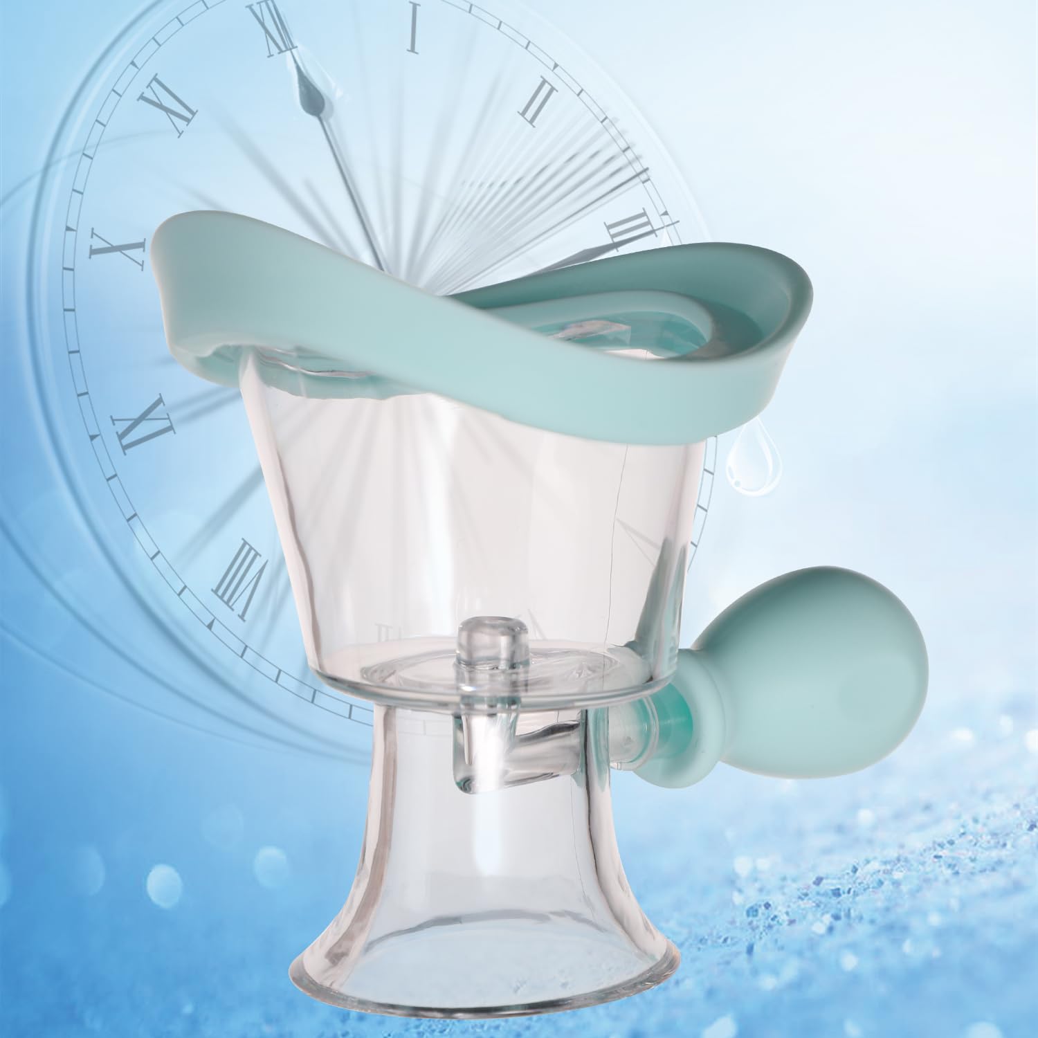 Silicone Eye Wash Cup with Storage Container - Manual Air Pressure Eye Cleanser for Makeup Irritants & Soothing Eyes (Blue) | Perfect for Contact Lens Wearers, Swimmers & Allergy Relief