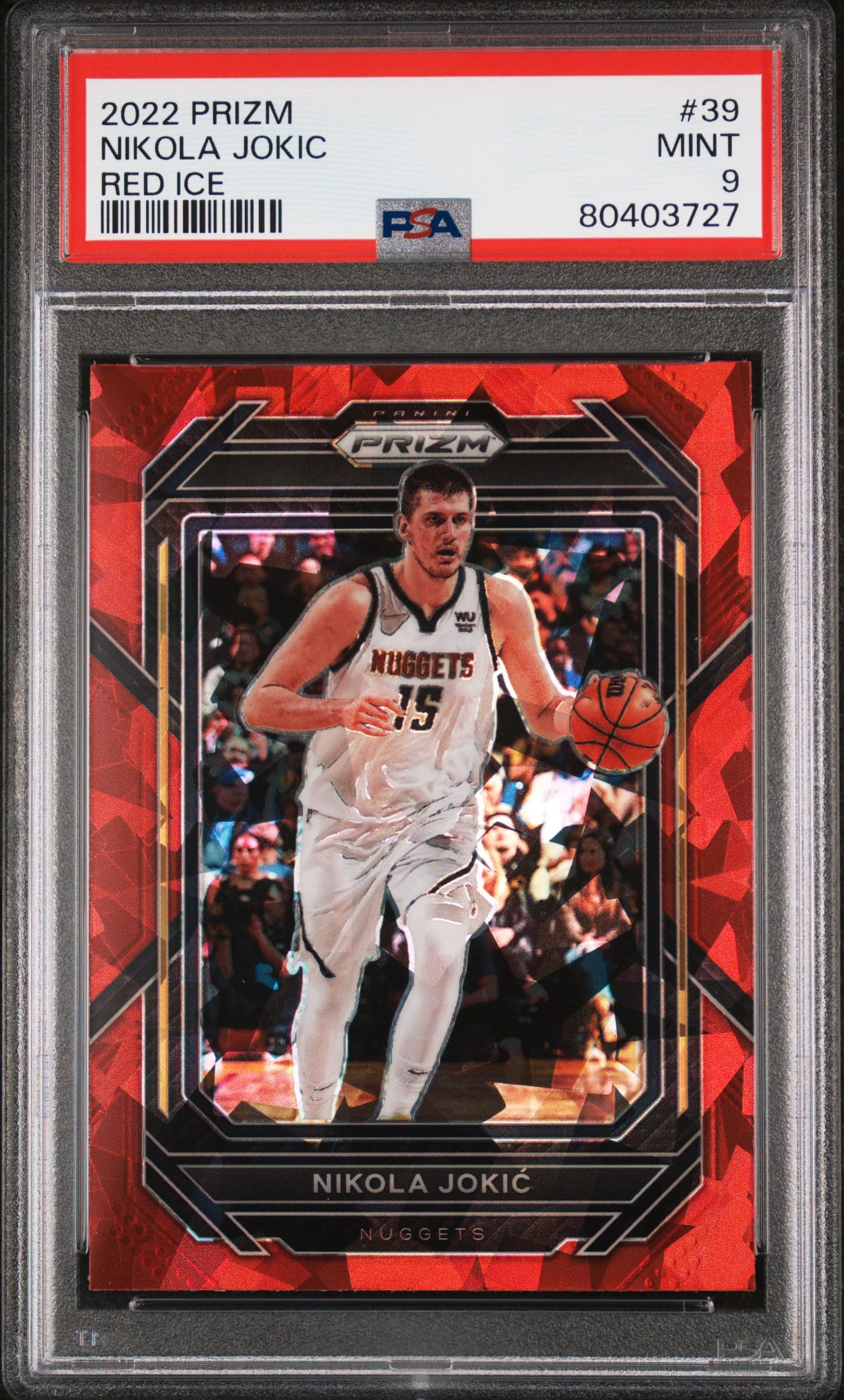 Nikola Jokic 2022 Panini Prizm Red Ice Basketball Card #39 PSA 9 Graded - Rare Collectible for NBA Fans & Sports Memorabilia Enthusiasts