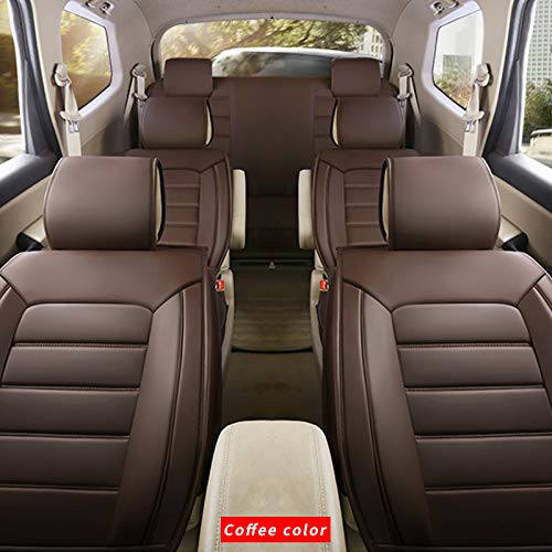 Premium Universal 7-Seat Car Seat Covers Set - Waterproof Leather Protection with 2 Headrests & 2 Lumbar Pillows (Coffee Brown) - Perfect for SUVs, Minivans & Family Vehicles