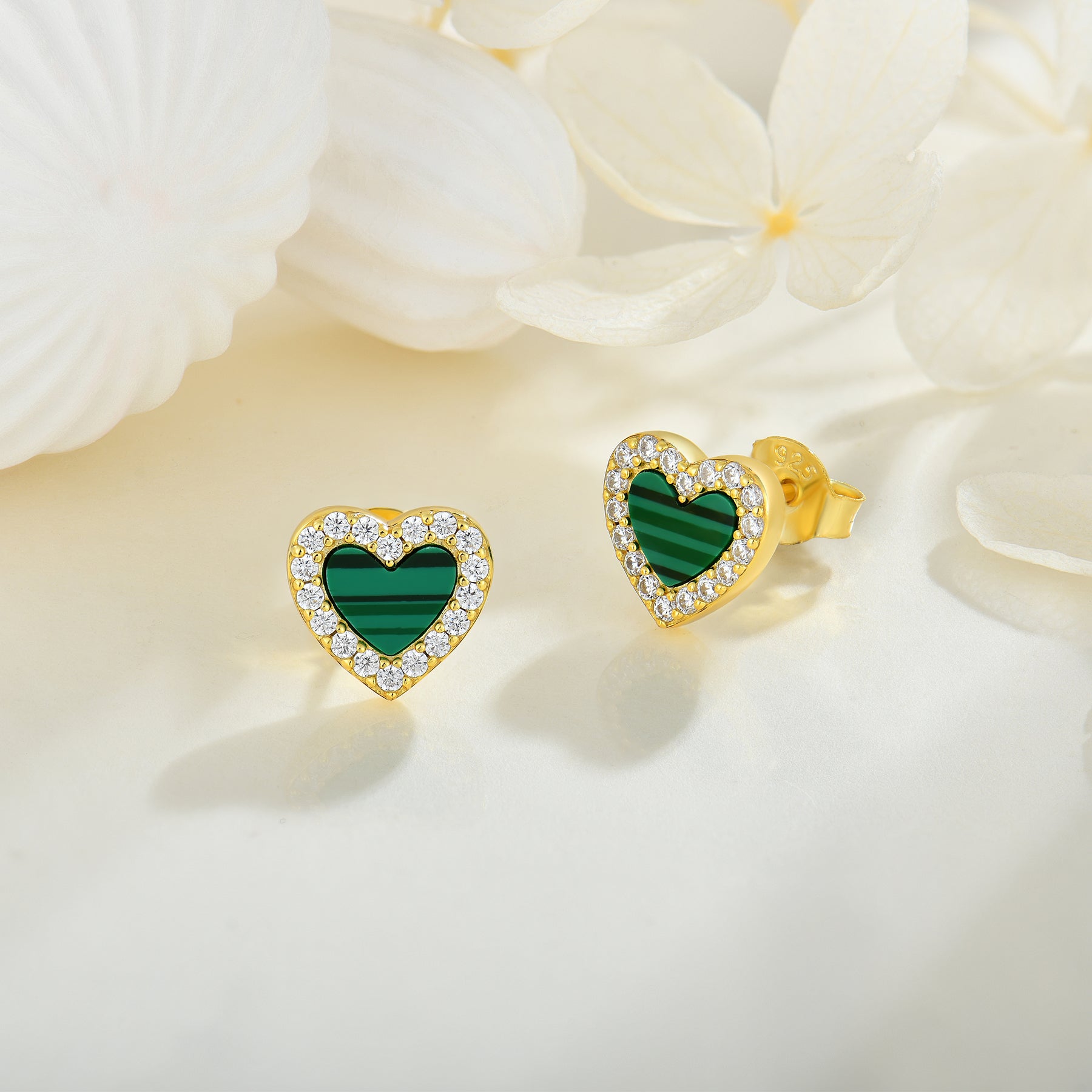 Romantic Green Heart Stud Earrings for Women - Dainty Jewelry Gift for Valentine's Day, Anniversary or Birthday - Perfect for Everyday Wear, Date Nights & Special Occasions