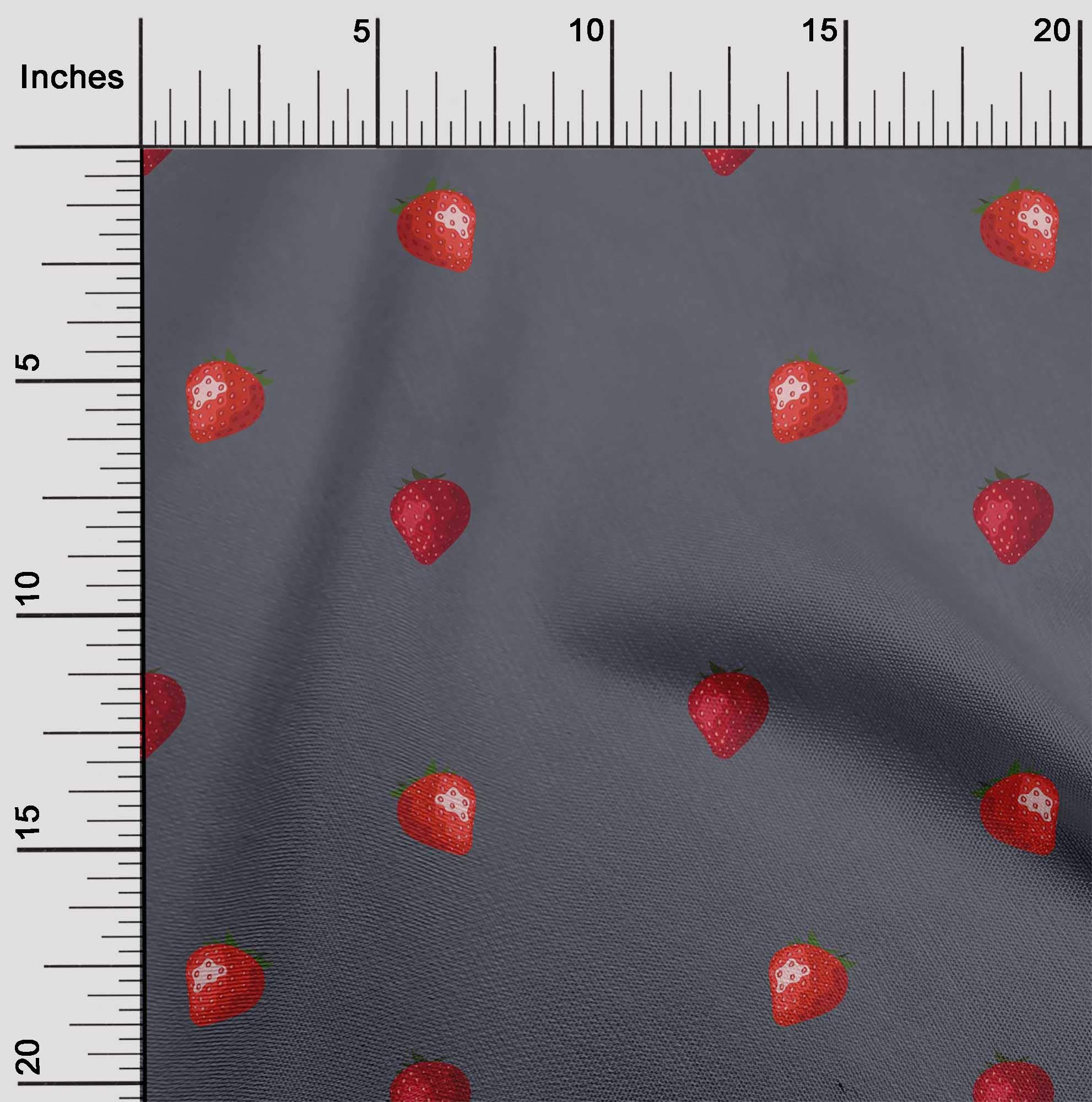 oneOone Viscose Jersey Fabric - Soft Strawberry Fruit Print Sewing Material - 60 Inch Wide - Perfect for DIY Dresses, Skirts & Summer Fashion Projects