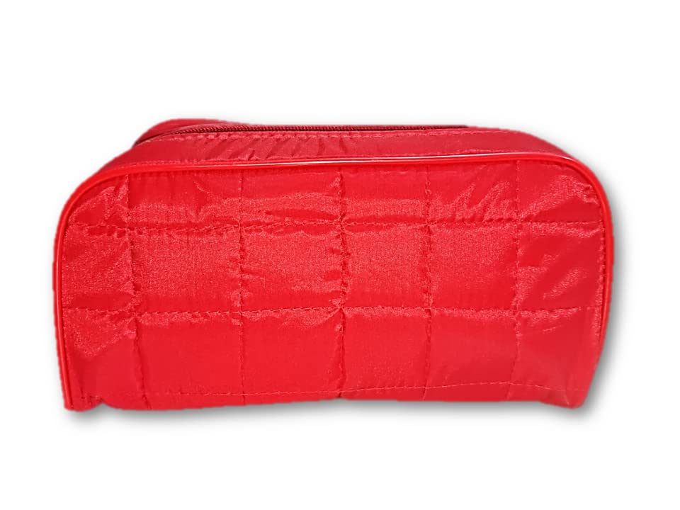 iShine Double Pocket Travel Cosmetic Bag - Waterproof Makeup Organizer Pouch for Men & Women | Morning Kit & Toiletry Storage (Red, Parachute Fabric, 2 Pack) - Perfect for Air Travel, Gym, Camping & Daily Essentials