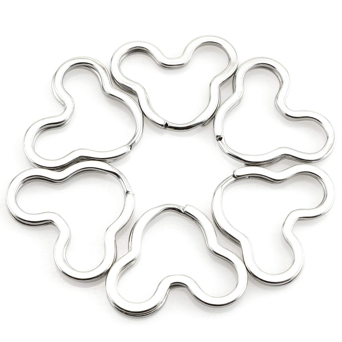 Heyous 10 Pack Creative Silver Flat Key Rings - DIY Metal Key Holder Keychain with Mickey Mouse Shape - Perfect for Home, Office, Car Keys and Gift Giving