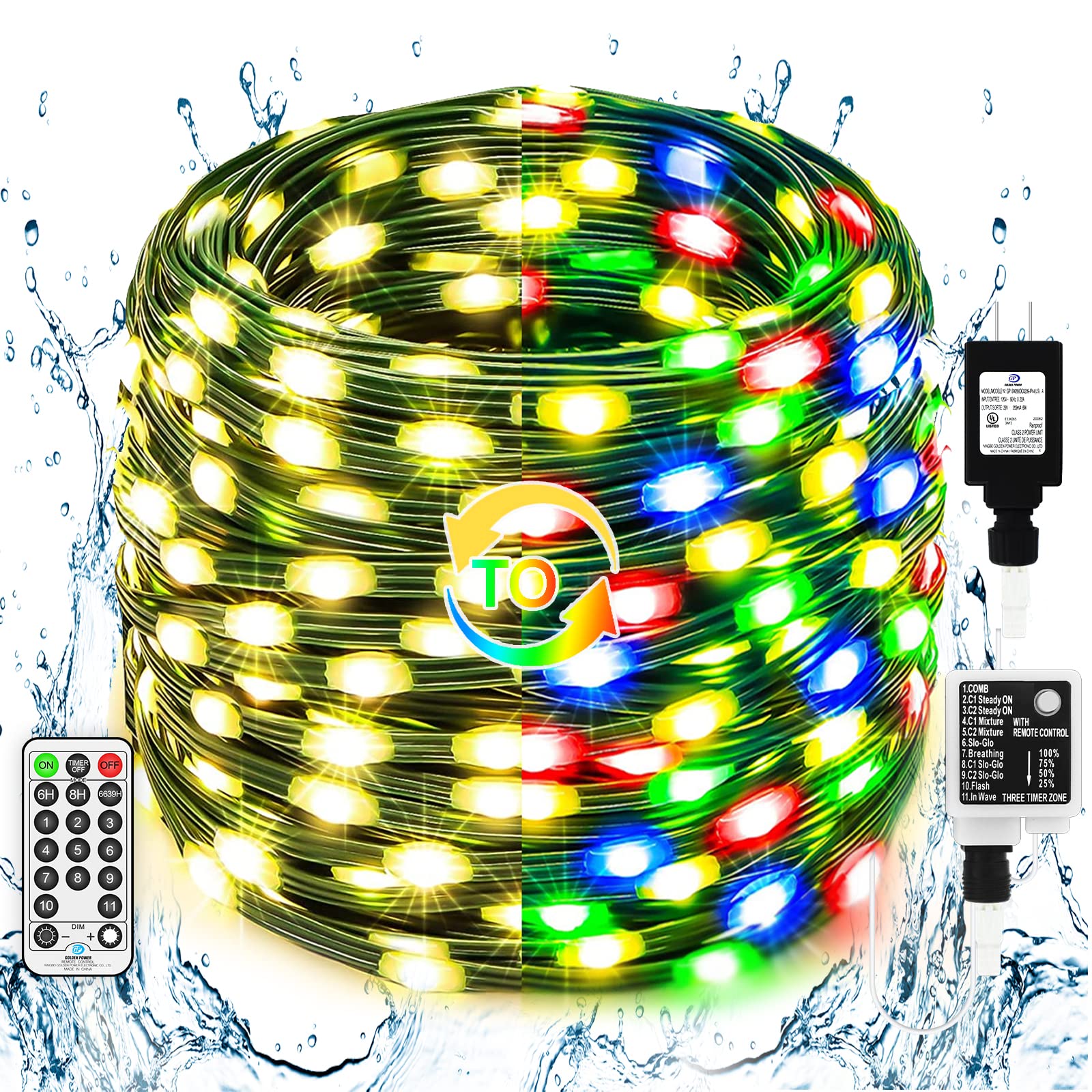 ROADAYLY 720 LED 295ft Outdoor String Lights - Color Changing Green Fairy Lights with 11 Modes, Waterproof Plug-in Lights for Garden, Patio, Wedding & Party Decorations | Perfect for Backyard, Christmas, Halloween and Outdoor Events