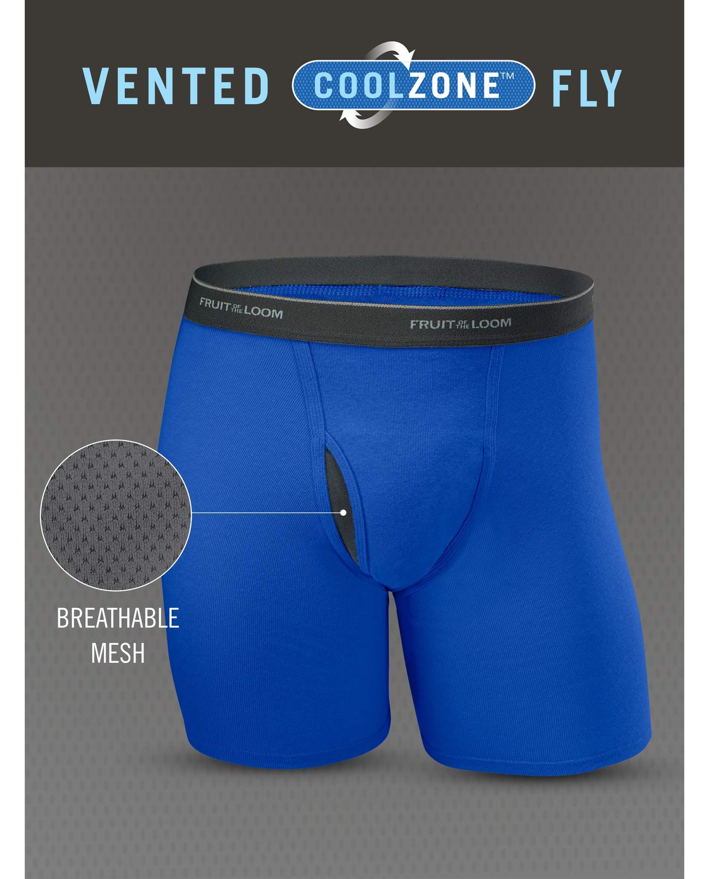 Fruit of the Loom Men's Coolzone Boxer Briefs 10-Pack - Breathable Cotton Underwear with Comfort Flex Waistband for All-Day Wear | Workout, Office & Casual Use