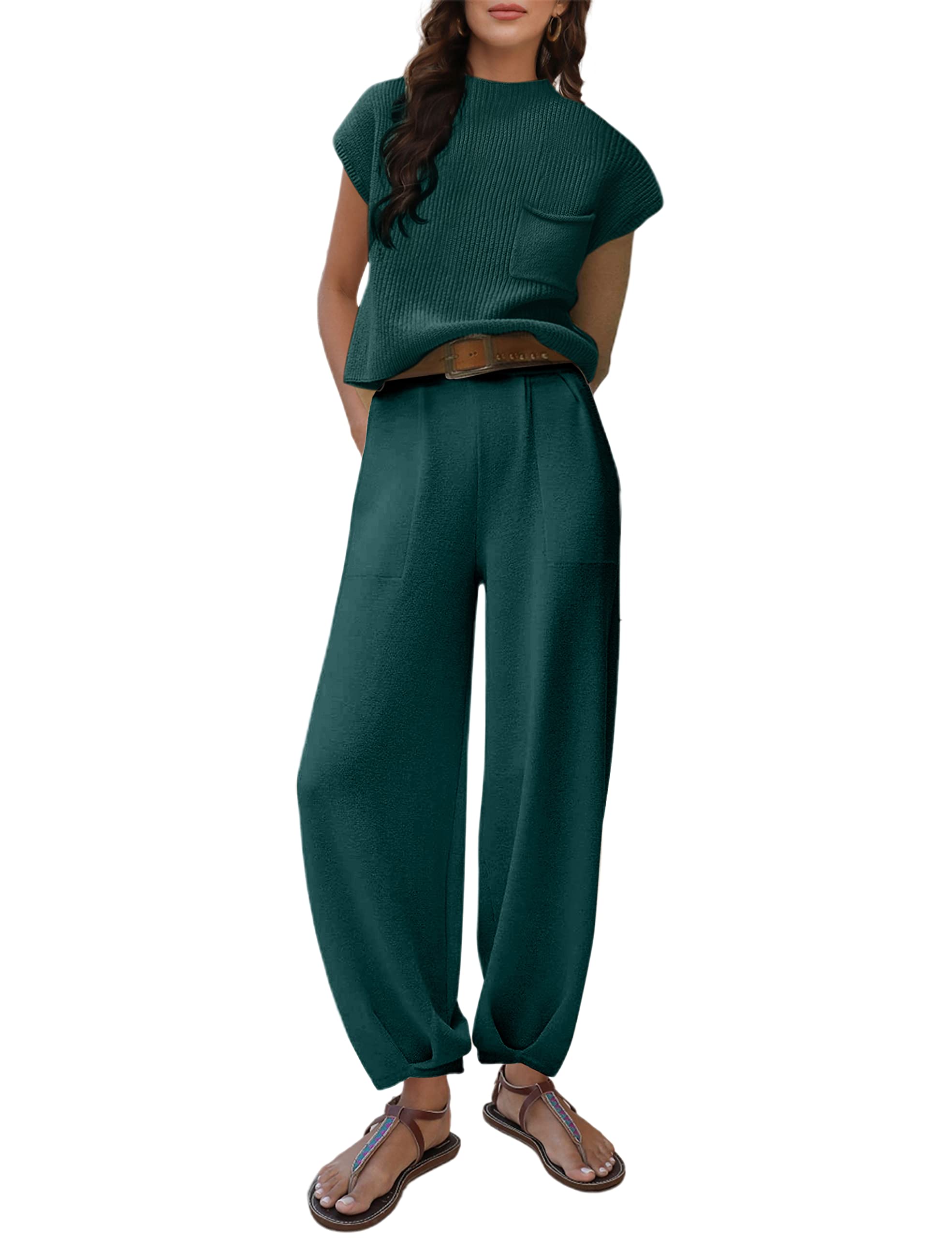 Tanming Women's 2-Piece Sweater Set - Soft Knit Pullover Top & High Waisted Lounge Pants - Cozy Winter Outfit for Home, Office & Casual Wear