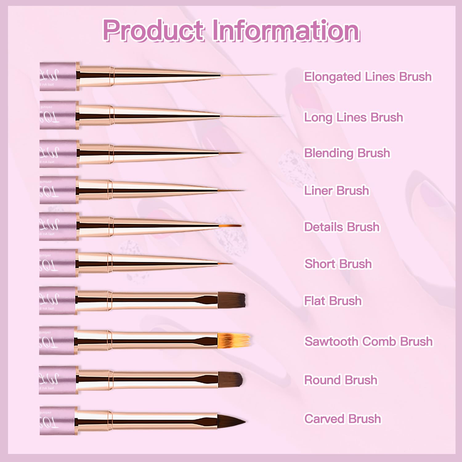 5PC Double Ended Nail Art Brushes Set - Professional Nail Design Tools for Striping, Ombre & Detailing | Perfect for Salon, Home DIY Manicure & Nail Art Enthusiasts | Create Stunning French Tips, Floral Designs & Gradient Nails