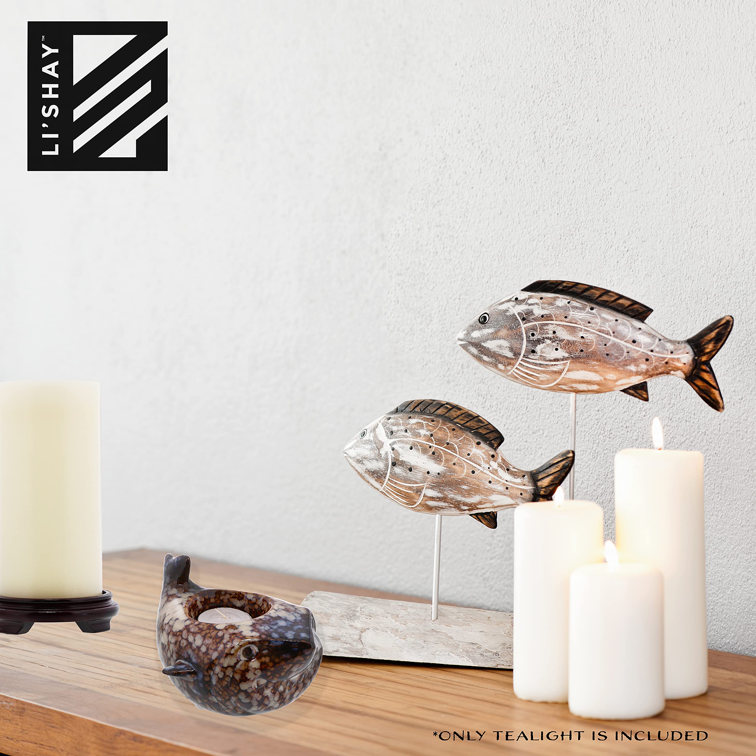 5.5 Inch Ceramic Shark Tealight Candle Holder - Unique Home Decor for Halloween, Christmas & Party Decorations