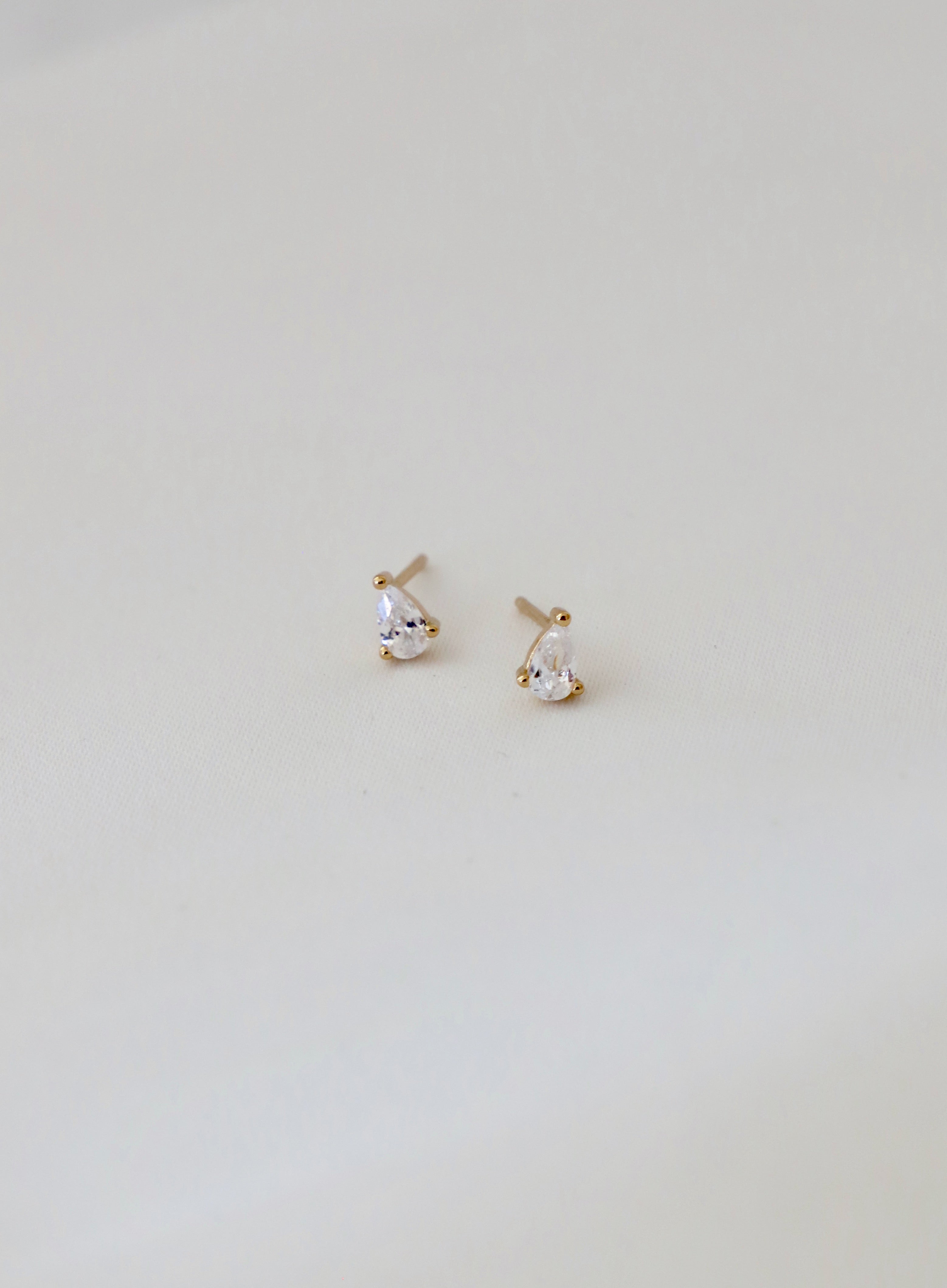 Mini Teardrop CZ Stud Earrings - Sparkling Cubic Zirconia Earrings for Women, Perfect for Everyday Wear, Parties & Special Occasions