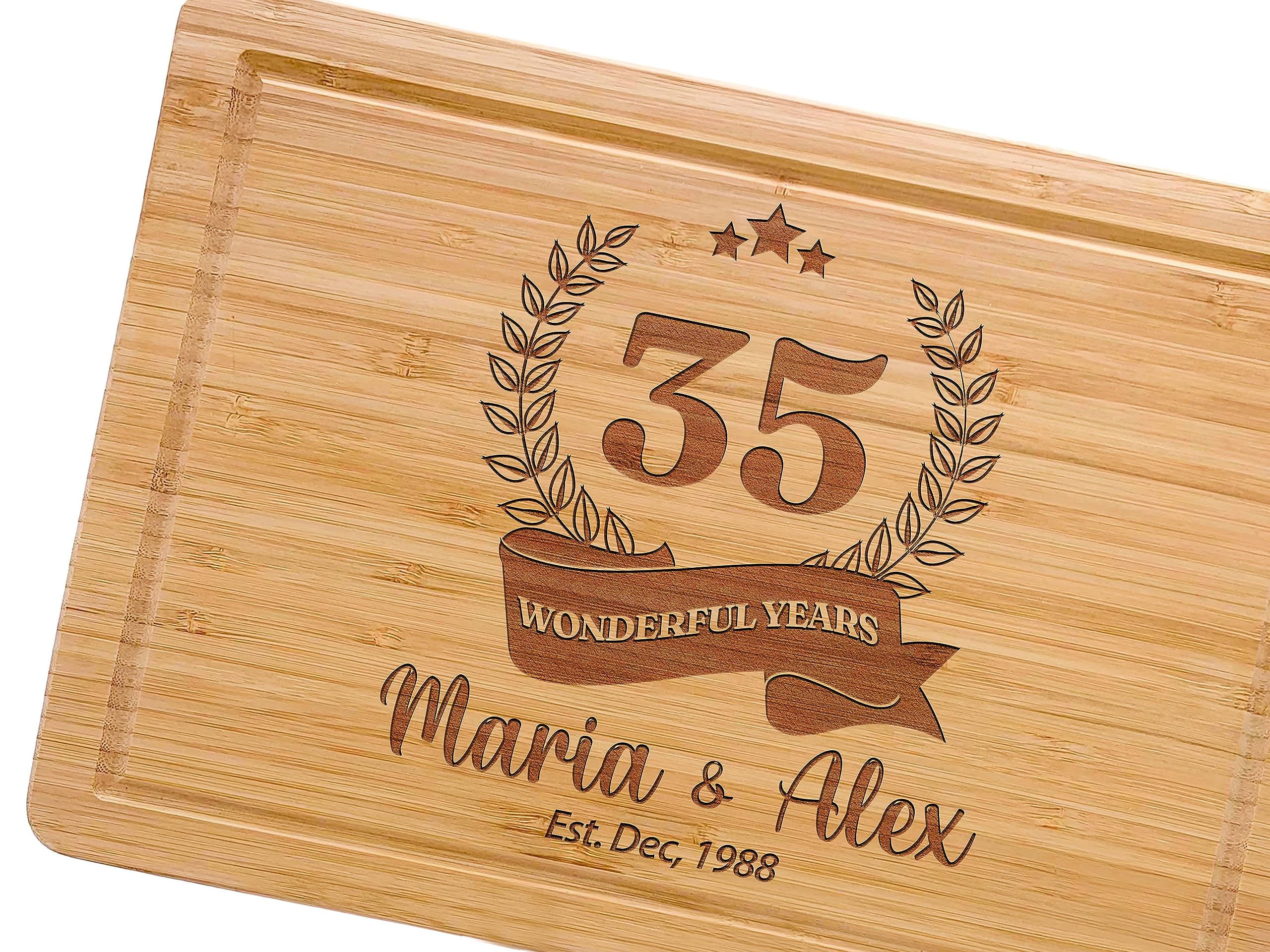 Personalized Wooden Cutting Board for Couples - Custom Anniversary Gift for Parents, Wedding, Housewarming & Bridal Shower - Engraved 25th/50th Anniversary Gift - Perfect for New Home & Romantic Dinners