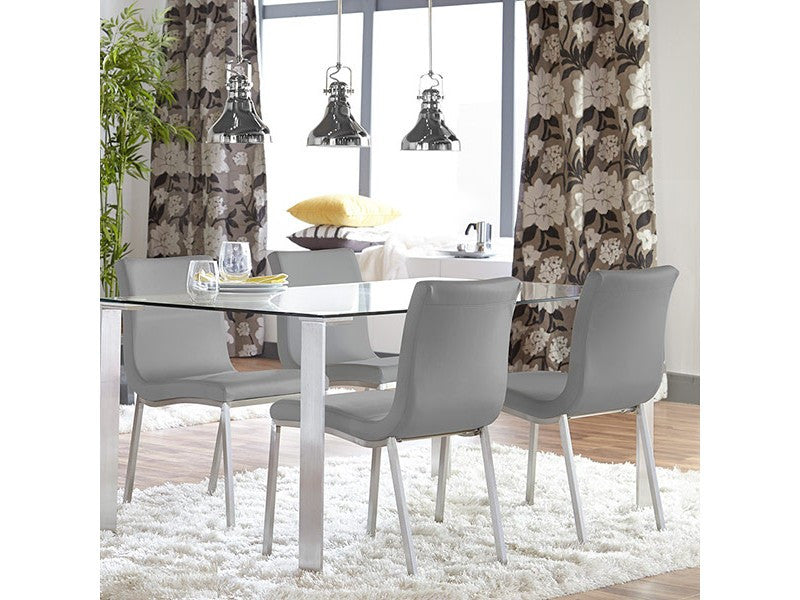 Scott Side Chair with Brushed Stainless Steel Legs - Modern Dining Room & Kitchen Accent Chair for Home & Office Use