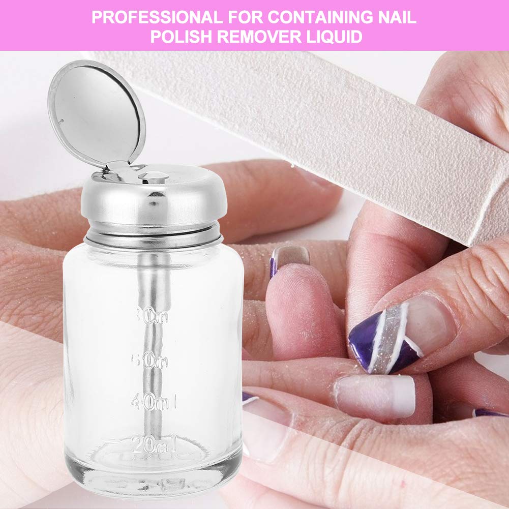 Professional Glass Nail Polish Remover Pump Dispenser - Empty Liquid Container for Nail Art & Manicure Tools | Perfect for Salon, Home Use & DIY Nail Care
