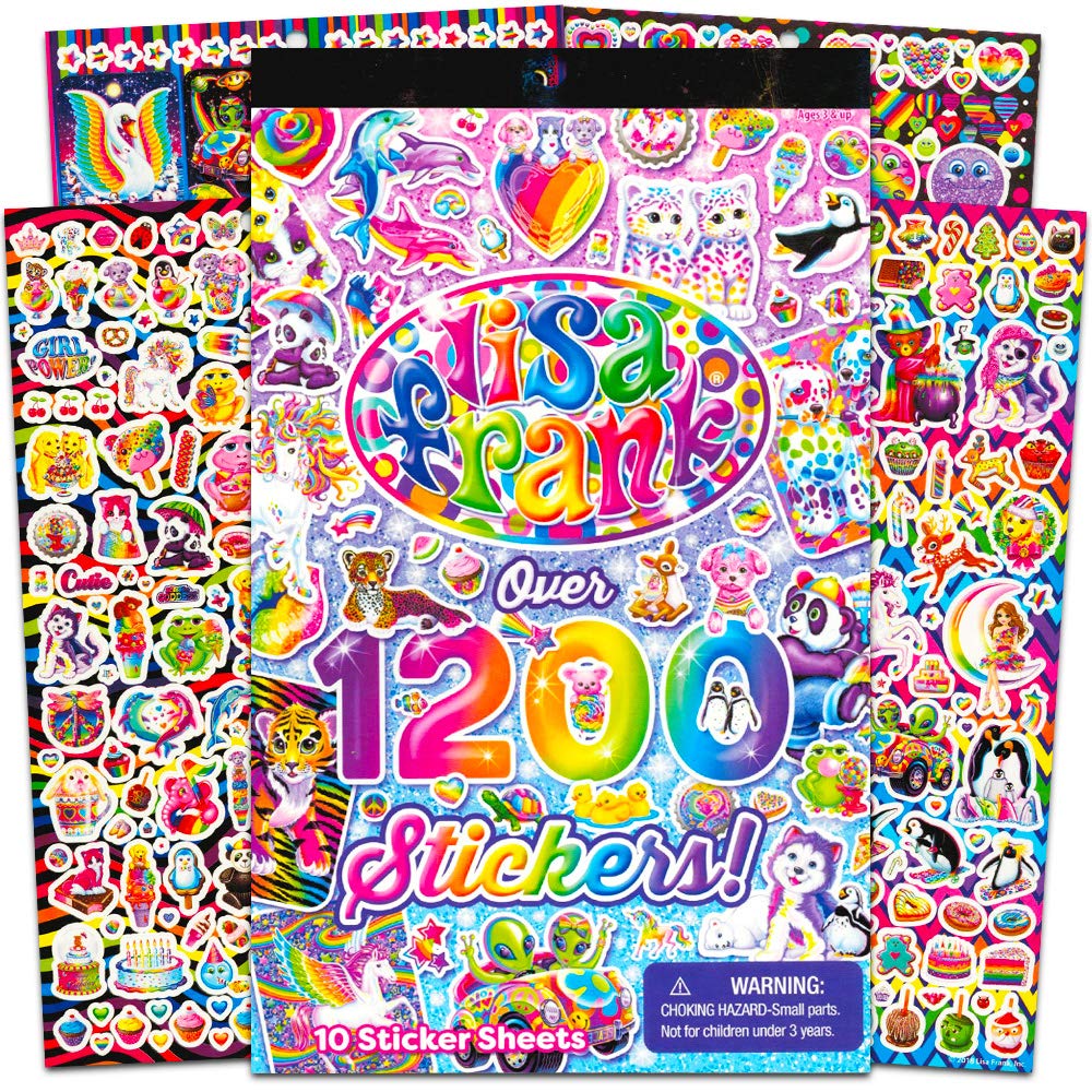 Lisa Frank 1200 Stickers Tablet Book - 10 Pages of Collectible Stickers for Scrapbooking, DIY Crafts, Journals, and School Projects | Fun for Kids and Adults