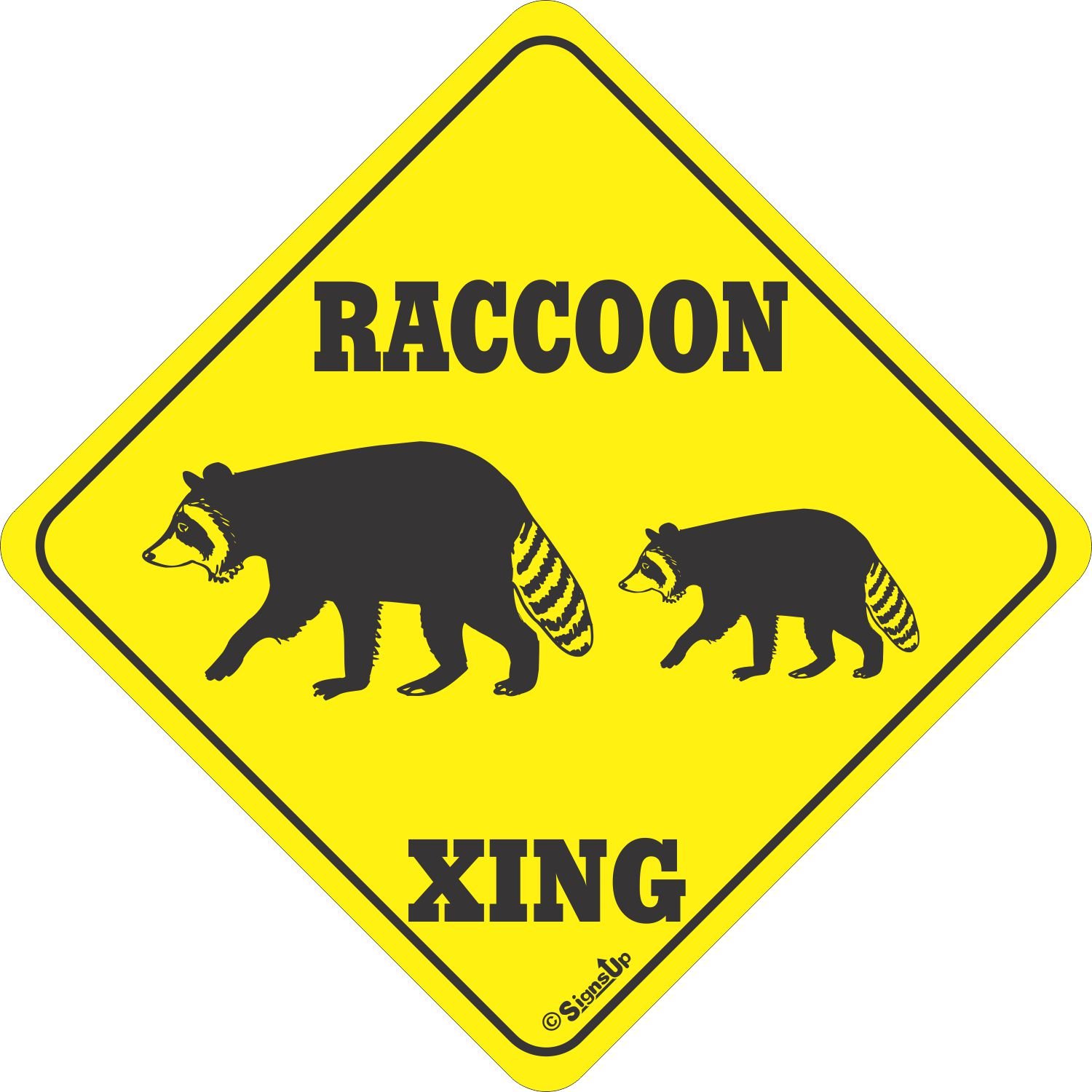 Raccoon Crossing Sign - Reflective Wildlife Road Warning Sign for Driveways & Trails - Perfect for Rural Roads, Parks & Camping Areas